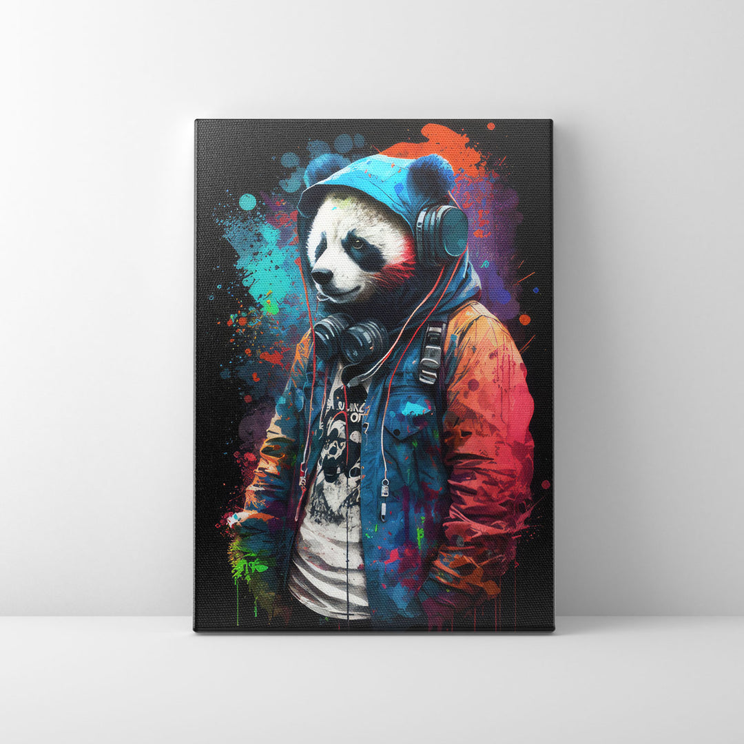 Leinwand Wandbild mit buntem Panda