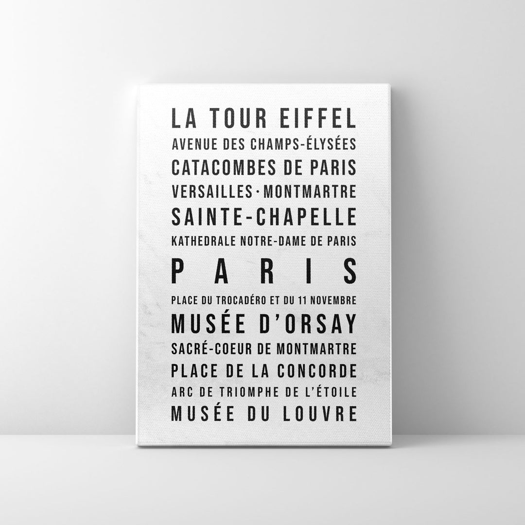 Leinwand Typografie Design Stadt Paris