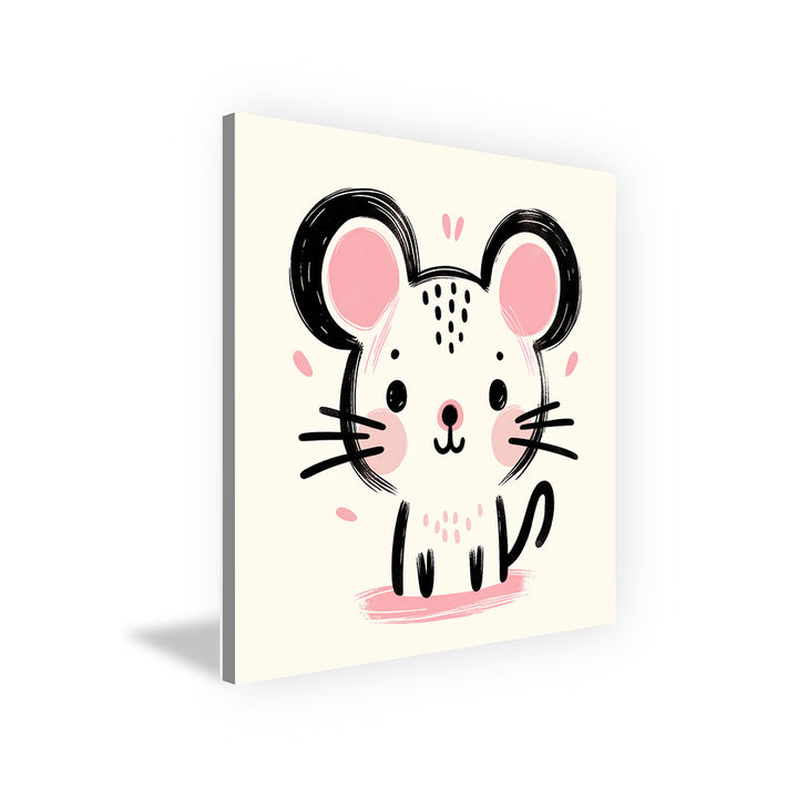Mimi, die Malermeister-Maus – Baby-Kinder-Wandbild MIXPIX – Tiermotiv Maus als Illustration in Rosa – Ani-Mali Bilderset Kinderzimmer Wanddekoration