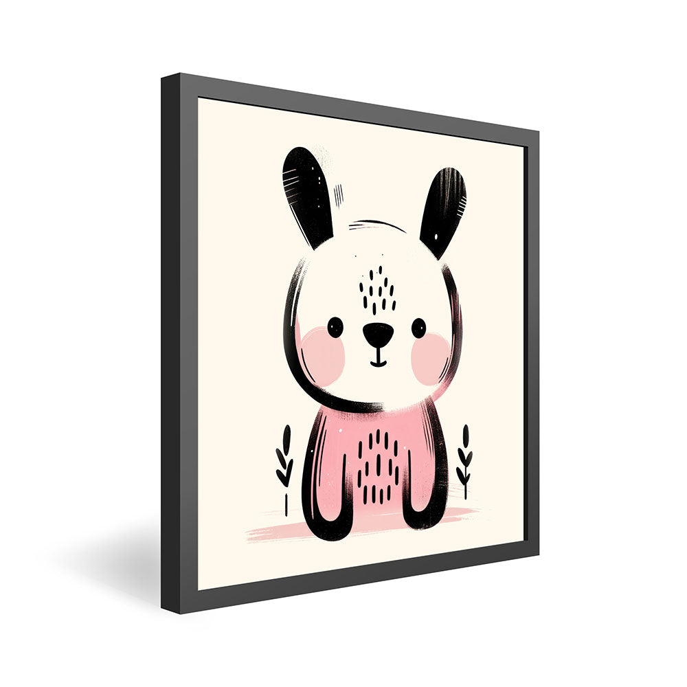 Koko, der Kreativ-Hase – Baby-Kinder-Wandbild MIXPIX – Tiermotiv Hase als Illustration in Rosa – Ani-Mali Bilderset Kinderzimmer Wanddekoration