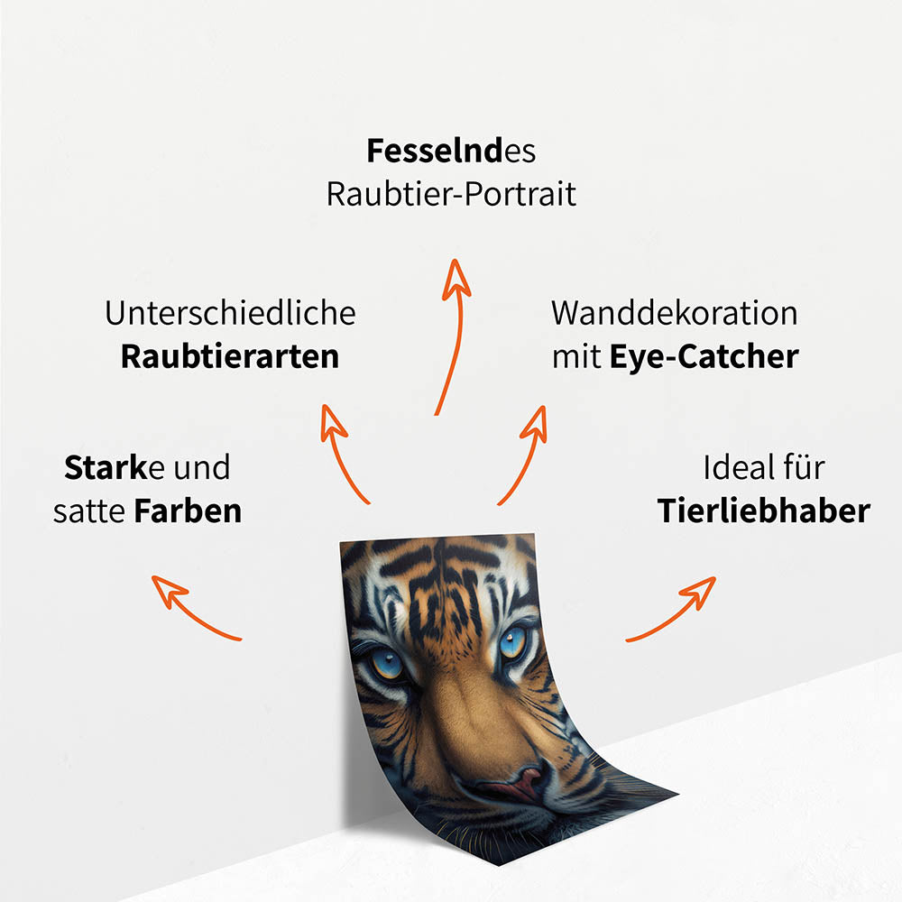 Verschiedene Raubtierarten als Poster