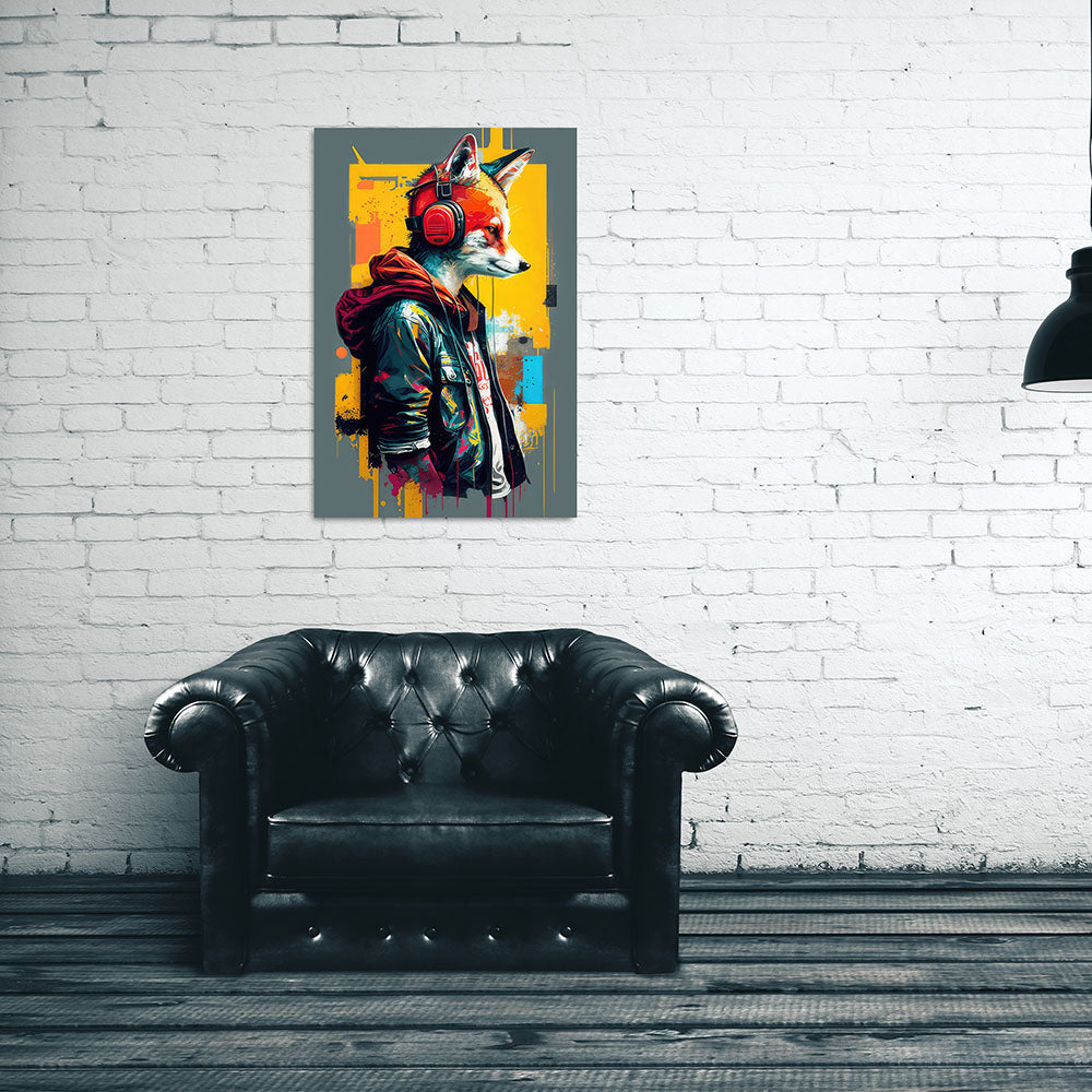Wandbild Fuchs bunt cool