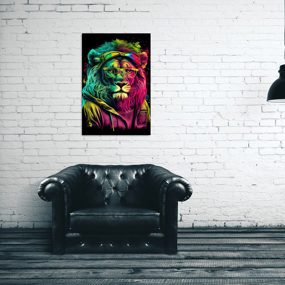 Wandbild Löwe bunt cool
