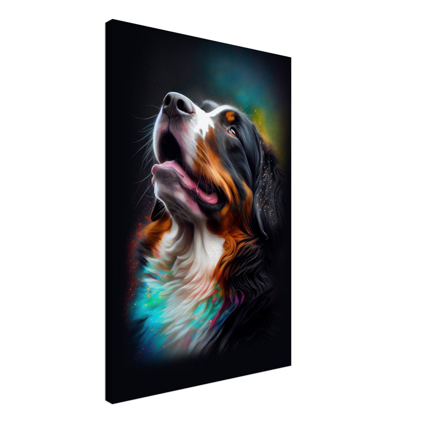 Berner Sennenhund Carlo - Hunde Wandbild - Dogs Art Leinwand ColorWorld im Hochformat - Hundebilder Hundeportrait Tiere Tierbilder Kunstdruck