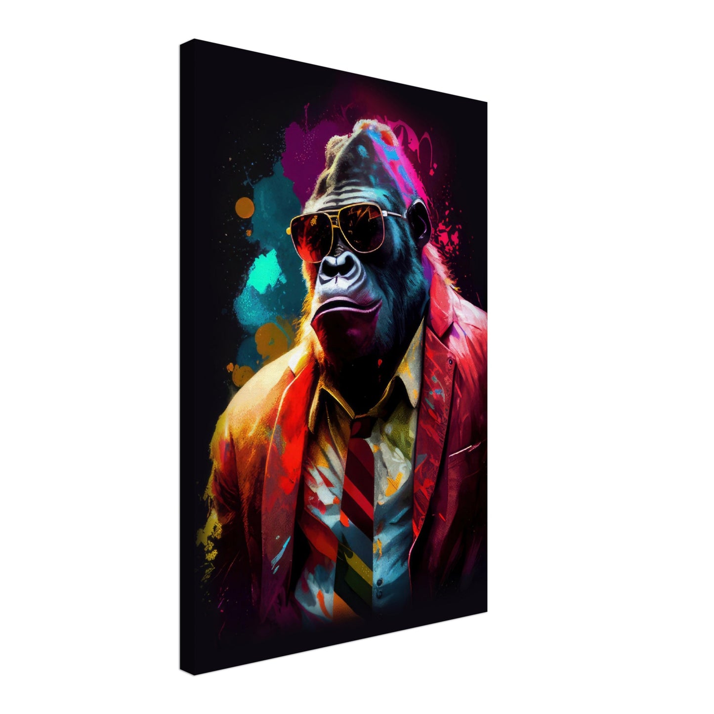Gorilla Groove - Gorilla Wandbild - Crazy Wildlife Leinwand ColorWorld im Hochformat - Coole Tiere & Animals Kunstdruck