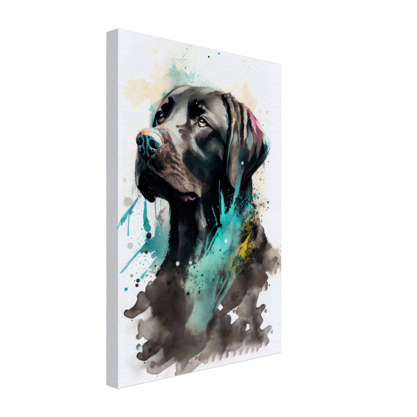 Labrador Lily - Hunde Wandbild - Dogs Art Leinwand WaterColors im Hochformat - Hundebilder Hundeportrait Tiere Tierbilder Kunstdruck Aquarell