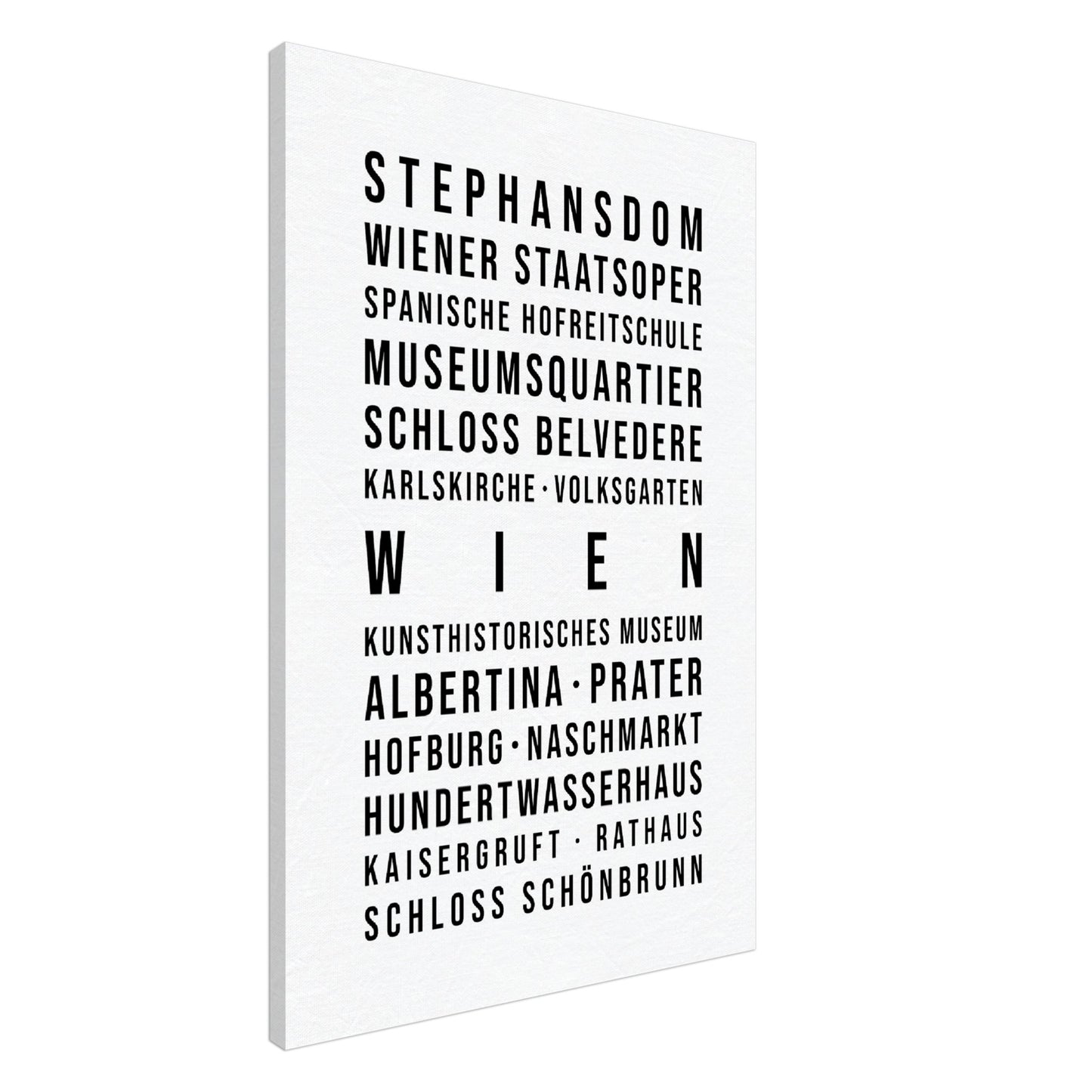 Wien - Typografie-Wandbild - Leinwand Weiss Neutral