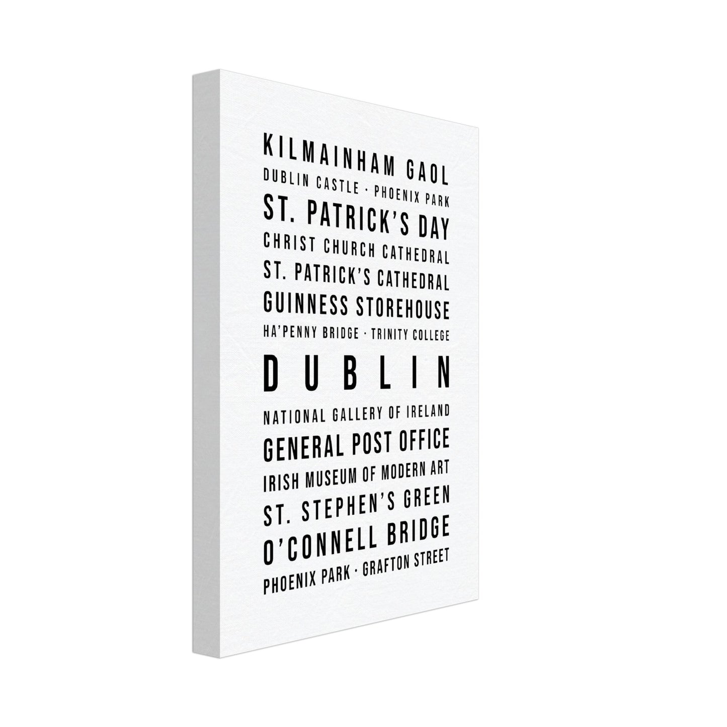 Dublin - Typografie-Wandbild - Leinwand Weiss Neutral