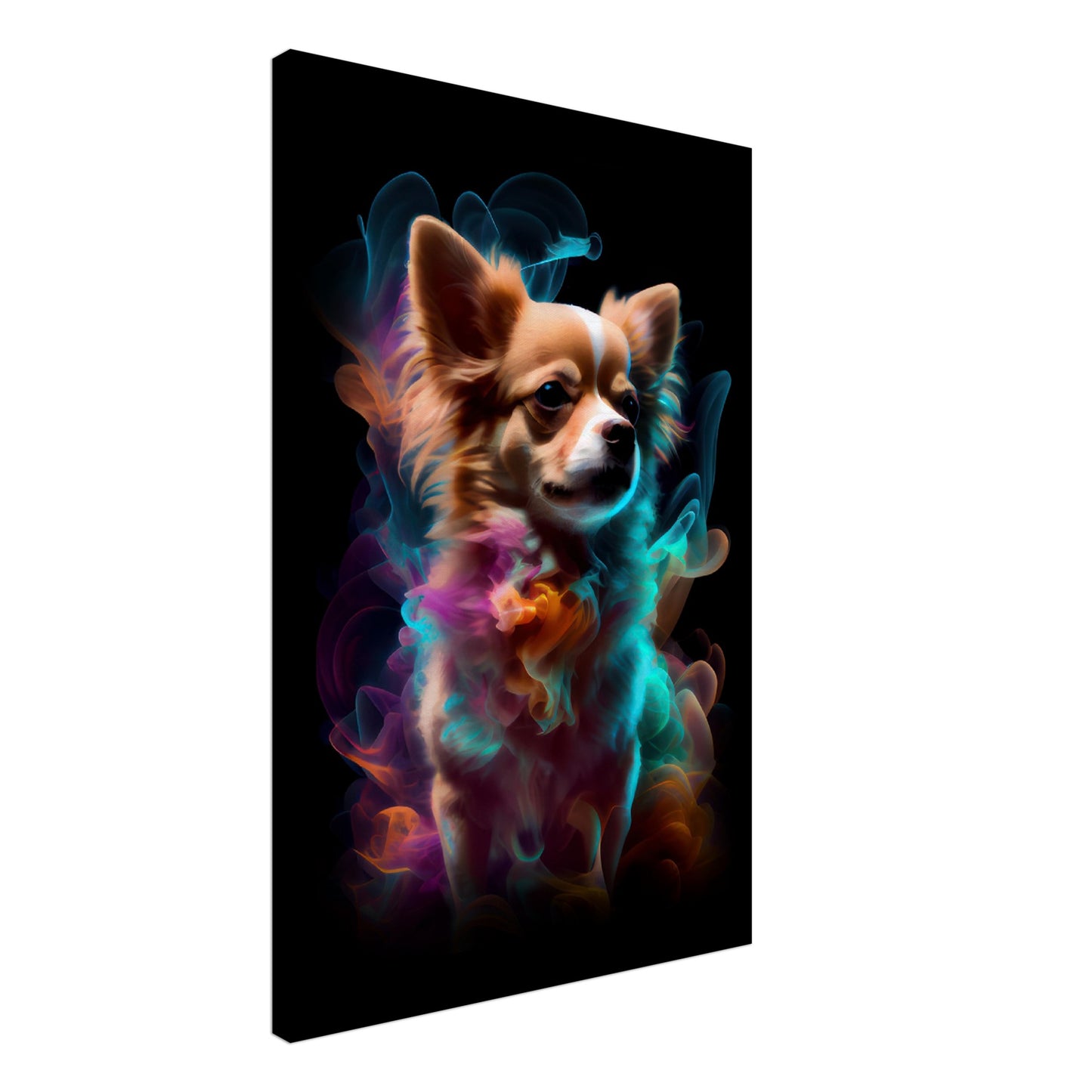 Chihuahua Max - Hunde Wandbild - Dogs Art Leinwand ColorWorld im Hochformat - Hundebilder Hundeportrait Tiere Tierbilder Kunstdruck