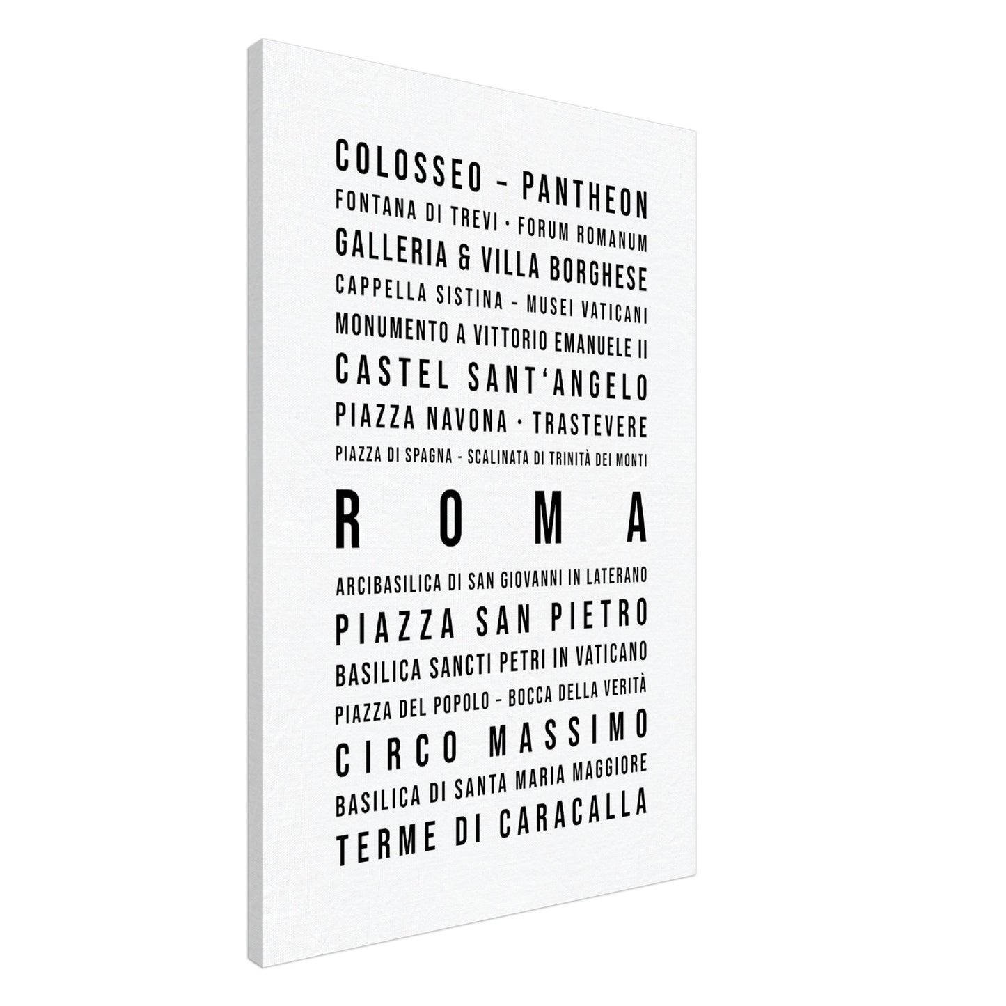 Rom - Typografie-Wandbild - Leinwand Weiss Neutral