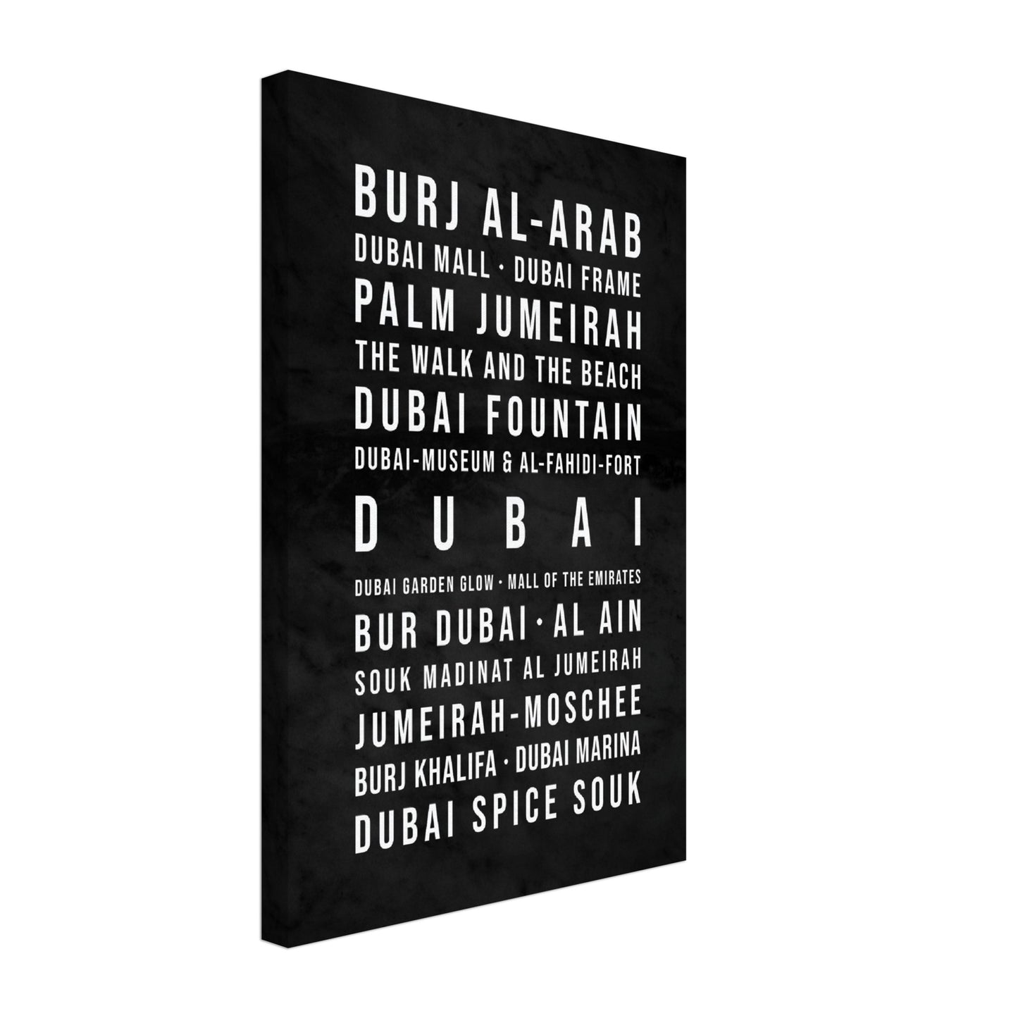 Dubai - Typografie-Wandbild - Leinwand Schwarzgrau Marmoroptik