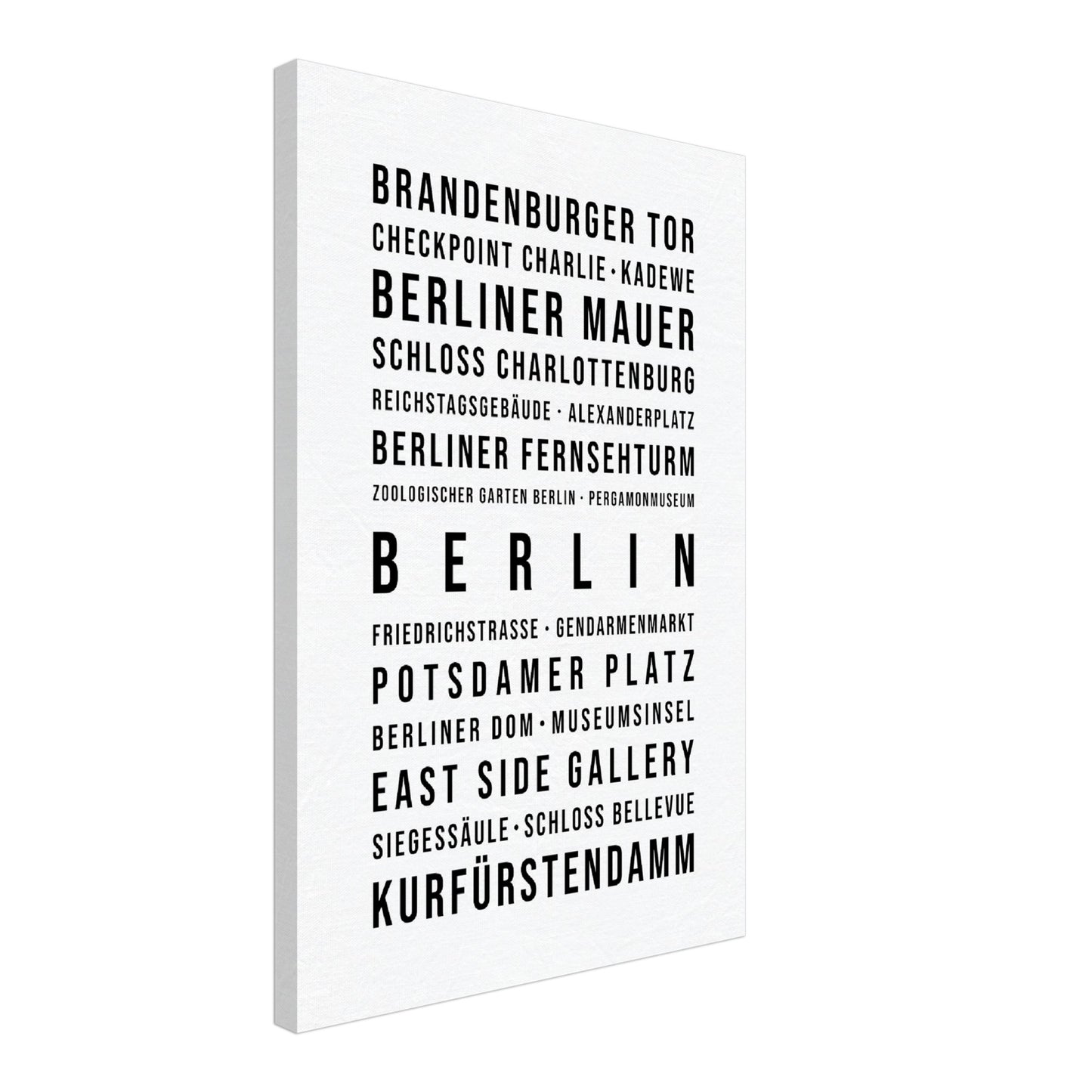 Berlin - Typografie-Wandbild - Leinwand Weiss Neutral