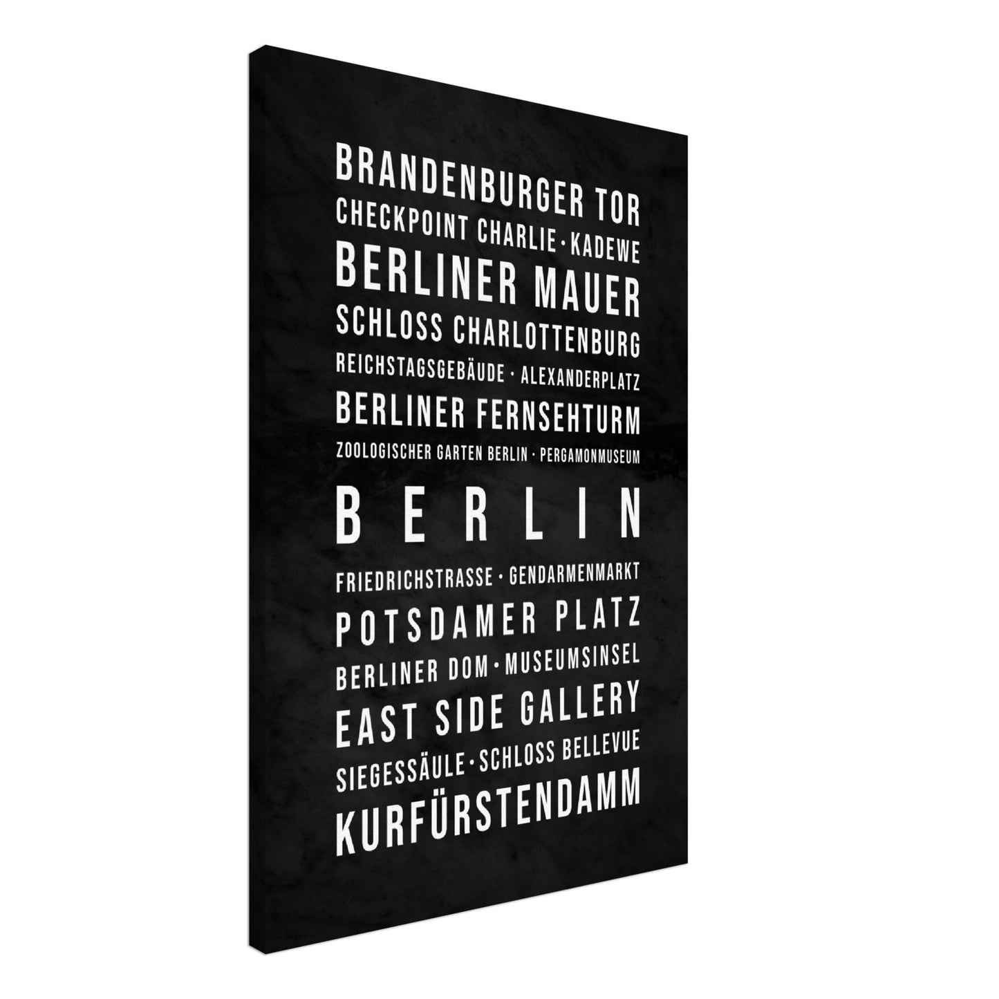 Berlin - Typografie-Wandbild - Leinwand Schwarzgrau Marmoroptik