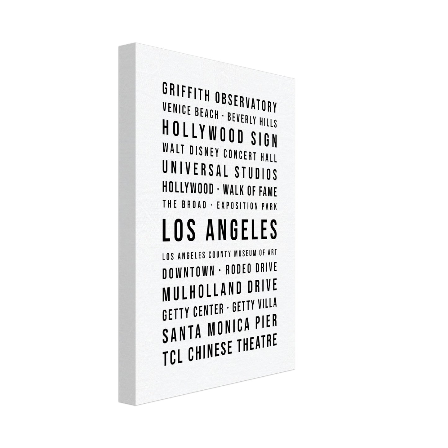 Los Angeles - Typografie-Wandbild - Leinwand Weiss Neutral