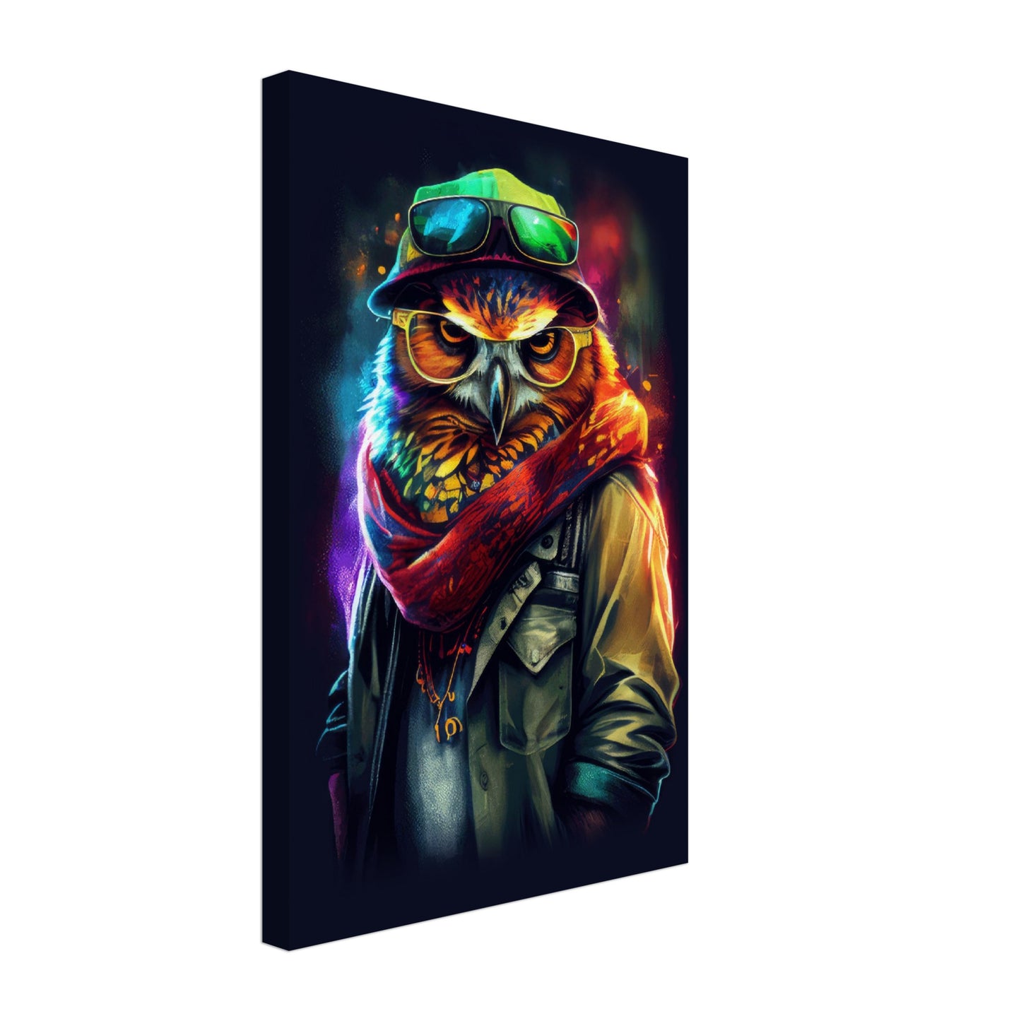 Whoo's Who - Eulen Wandbild - Crazy Wildlife Leinwand ColorWorld im Hochformat - Coole Tiere & Animals Kunstdruck