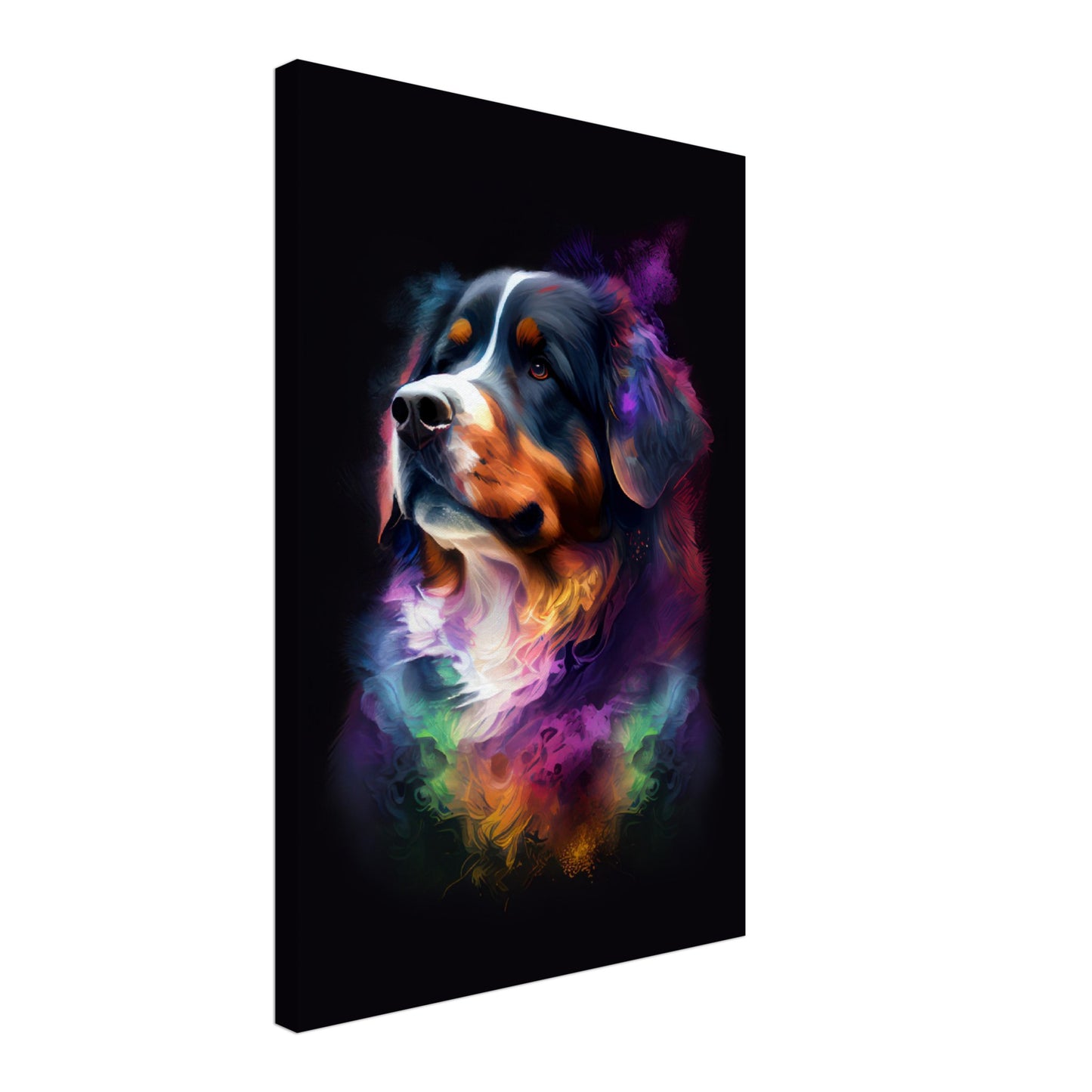Berner Sennenhund Tucker - Hunde Wandbild - Dogs Art Leinwand ColorWorld im Hochformat - Hundebilder Hundeportrait Tiere Tierbilder Kunstdruck