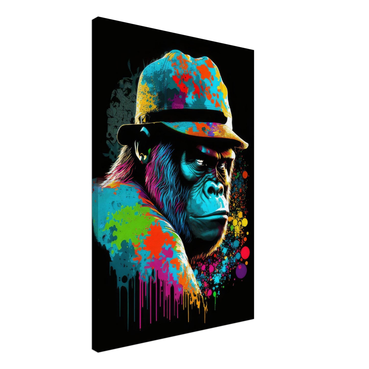 Gorilla Glory - Gorilla Wandbild - Crazy Wildlife Leinwand ColorWorld im Hochformat - Coole Tiere & Animals Kunstdruck