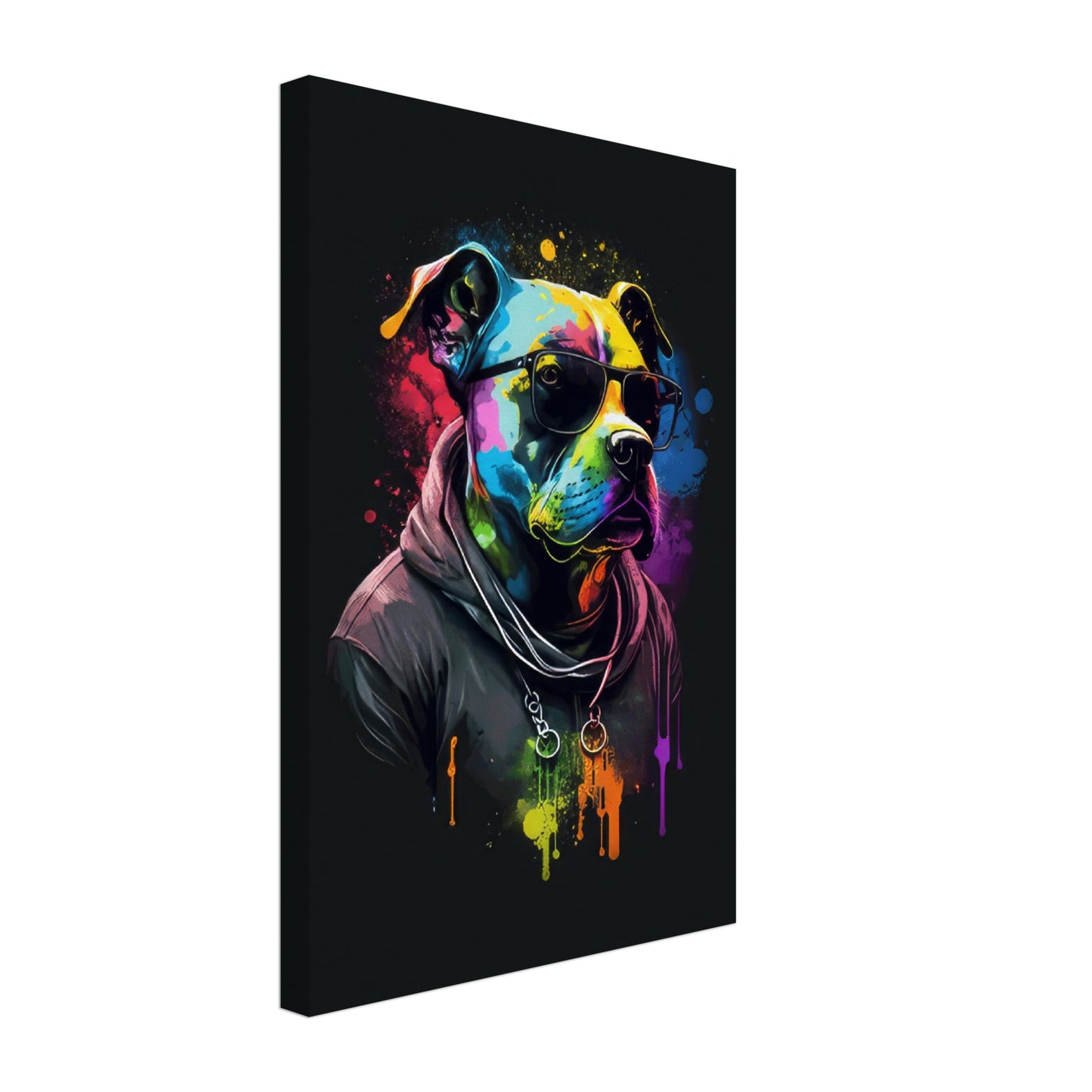 Dog Buddy - Hunde Wandbild - Crazy Wildlife Leinwand ColorWorld im Hochformat - Coole Tiere & Animals Kunstdruck