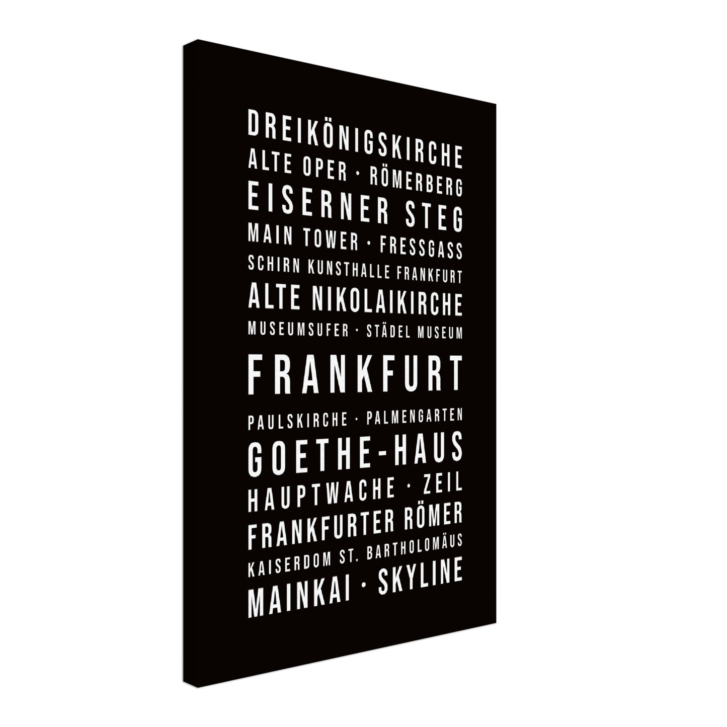 Frankfurt - Typografie-Wandbild - Leinwand Schwarzgrau Neutral