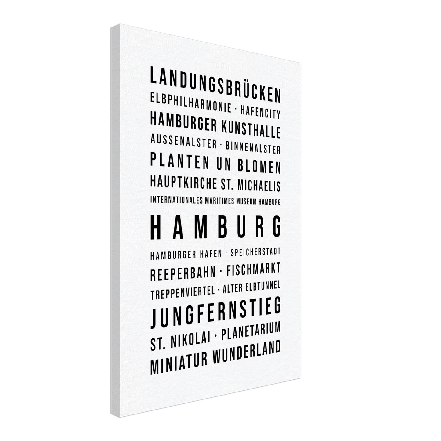 Hamburg - Typografie-Wandbild - Leinwand Weiss Neutral