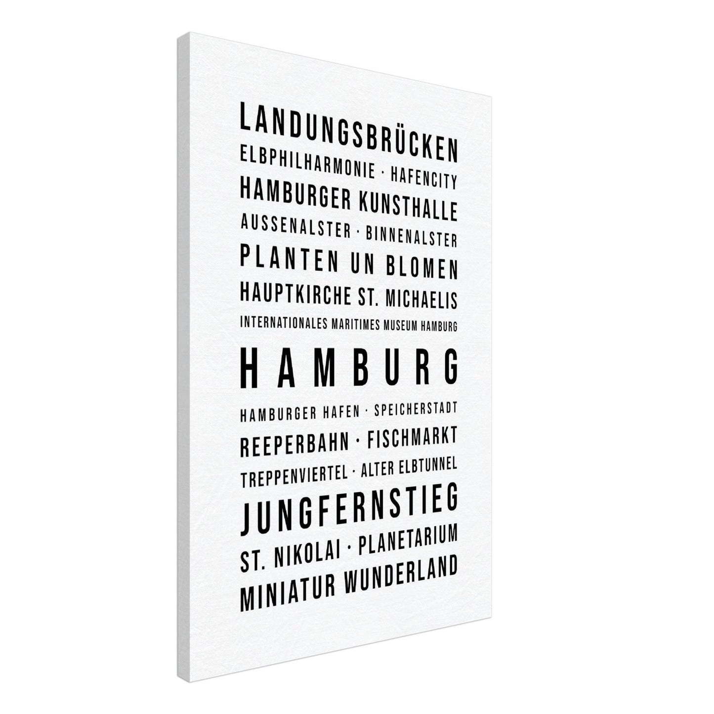 Hamburg - Typografie-Wandbild - Leinwand Weiss Neutral