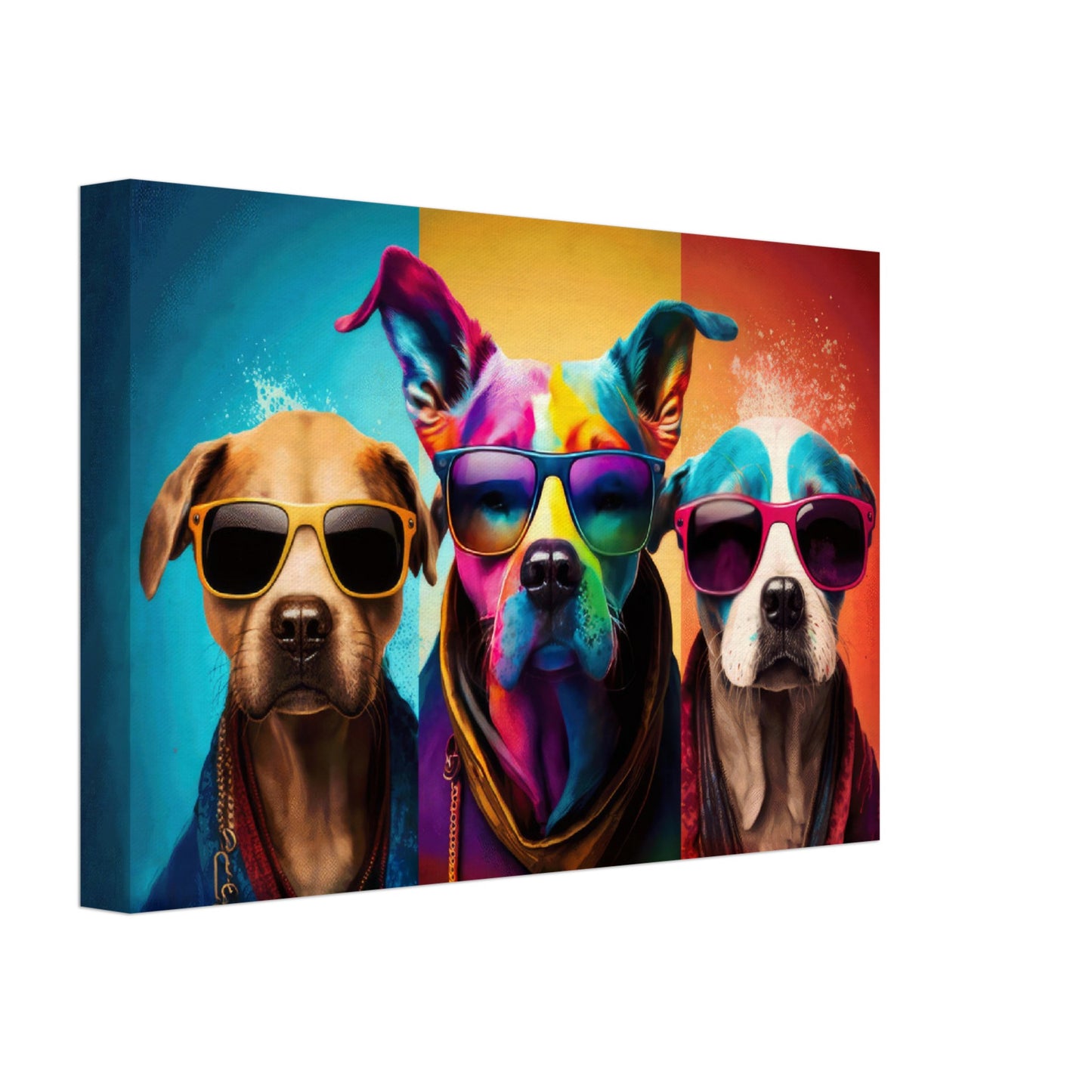 Proud Pups - Hunde Wandbild - Crazy Wildlife Leinwand ColorWorld im Querformat - Coole Tiere & Animals Kunstdruck