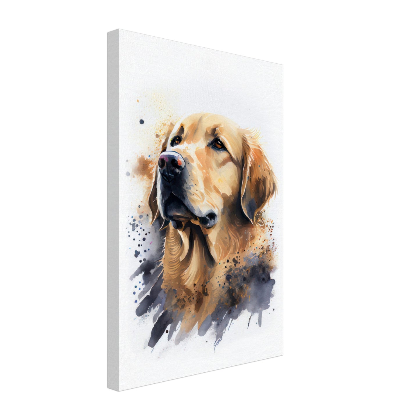 Golden Retriever Leo - Hunde Wandbild - Dogs Art Leinwand WaterColors im Hochformat - Hundebilder Hundeportrait Tiere Tierbilder Kunstdruck Aquarell