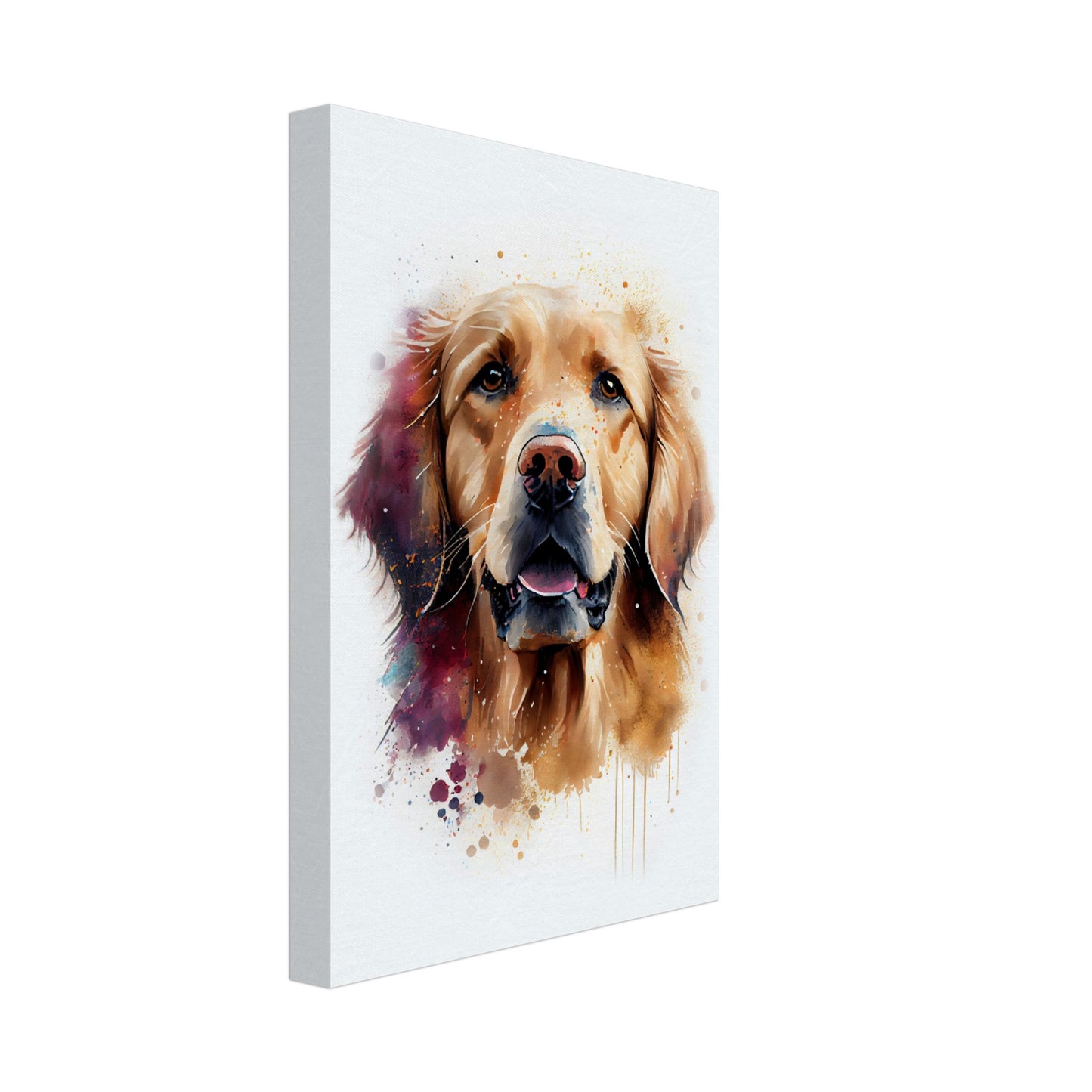 Golden Retriever Jack - Hunde Wandbild - Dogs Art Leinwand WaterColors im Hochformat - Hundebilder Hundeportrait Tiere Tierbilder Kunstdruck Aquarell
