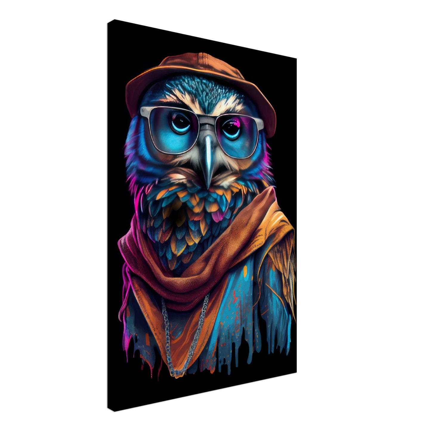 Eyes of the Night - Eulen Wandbild - Crazy Wildlife Leinwand ColorWorld im Hochformat - Coole Tiere & Animals Kunstdruck