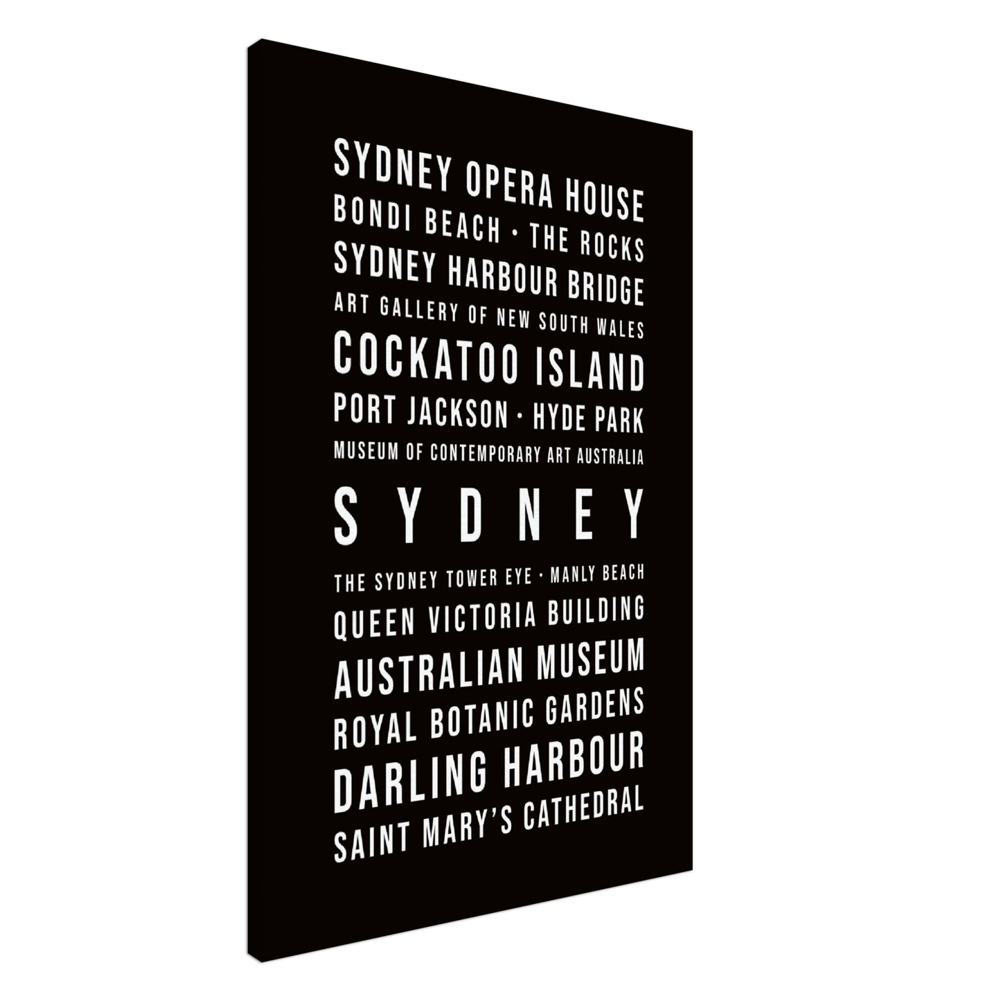 Sydney - Typografie-Wandbild - Leinwand Schwarzgrau Neutral