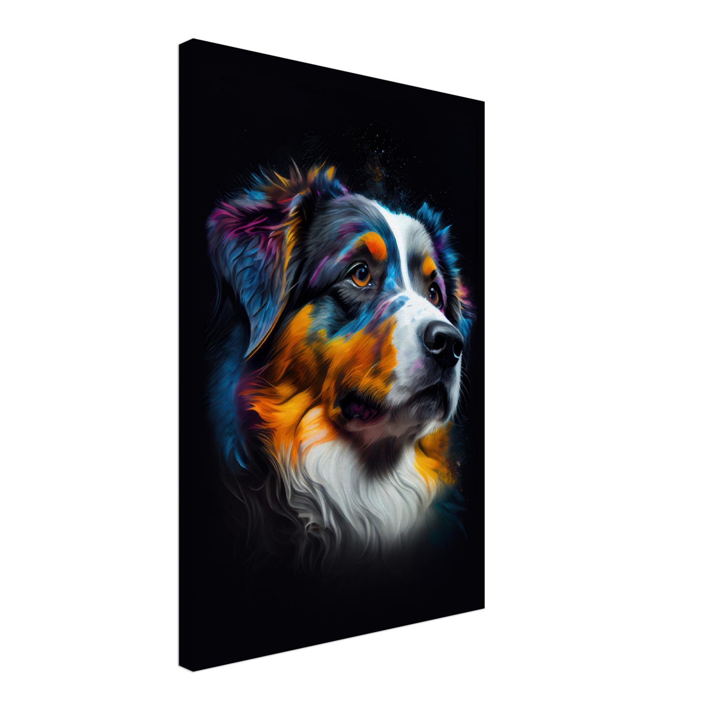 Australian Shepherd Frido - Hunde Wandbild - Dogs Art Leinwand ColorWorld im Hochformat - Hundebilder Hundeportrait Tiere Tierbilder Kunstdruck