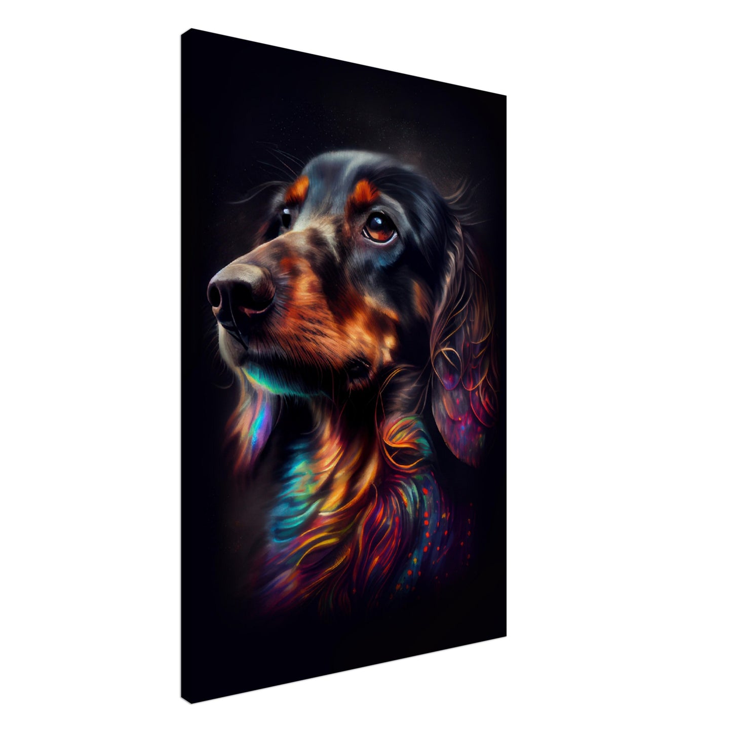 Dackel Zoe - Hunde Wandbild - Dogs Art Leinwand ColorWorld im Hochformat - Hundebilder Hundeportrait Tiere Tierbilder Kunstdruck