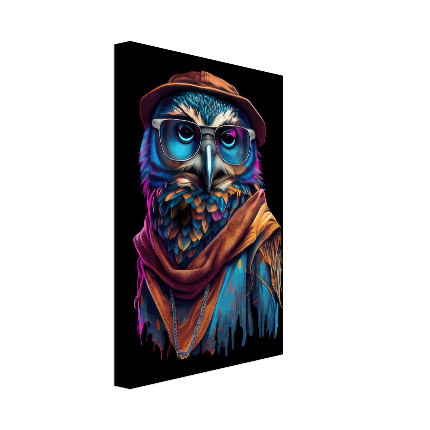 Eyes of the Night - Eulen Wandbild - Crazy Wildlife Leinwand ColorWorld im Hochformat - Coole Tiere & Animals Kunstdruck