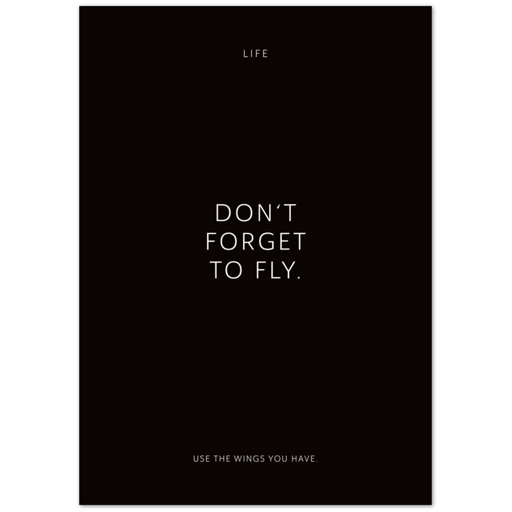 Don‘t forget to fly. – Poster Seidenmatt Schwarzgrau Neutral – ohne Rahmen