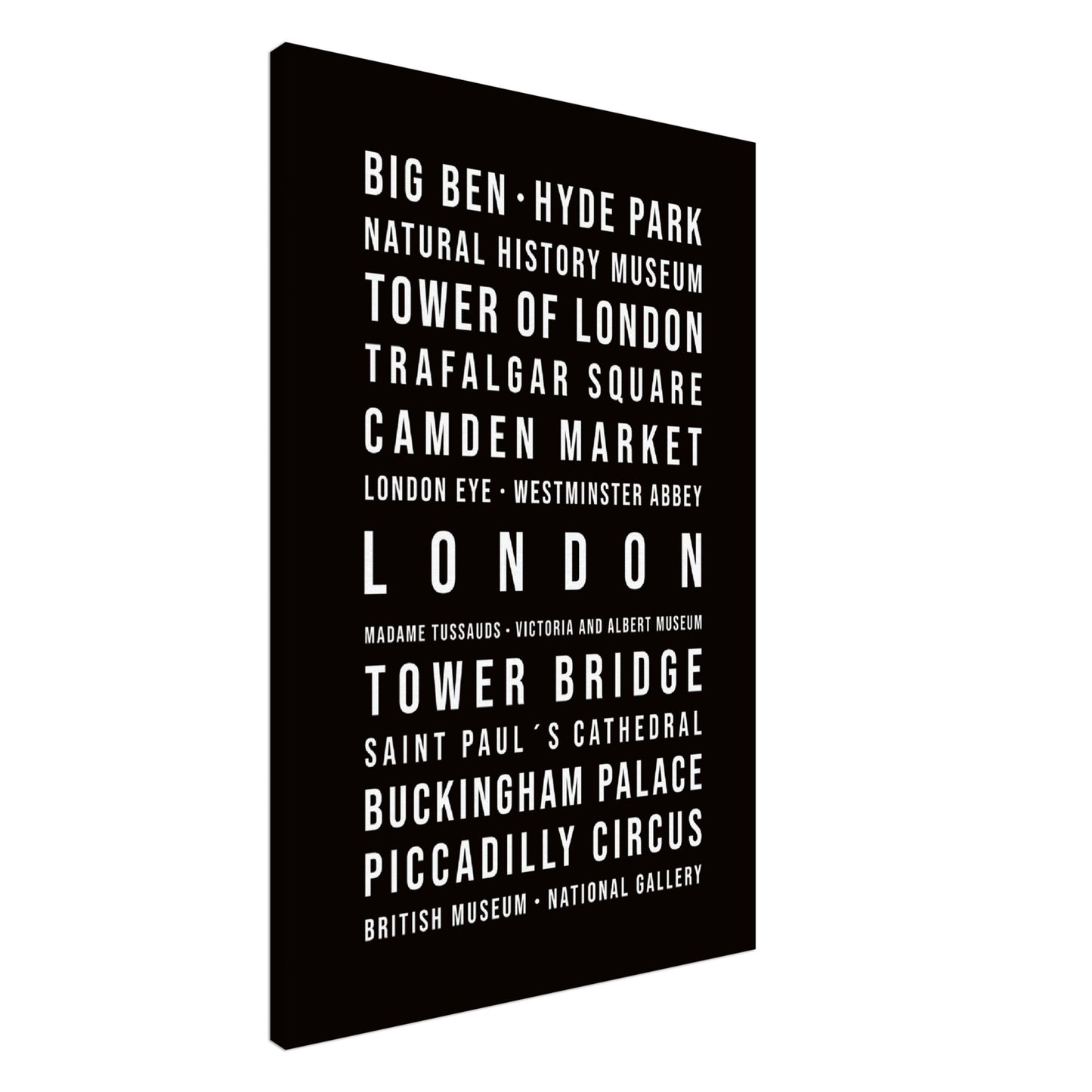 London - Typografie-Wandbild - Leinwand Schwarzgrau Neutral