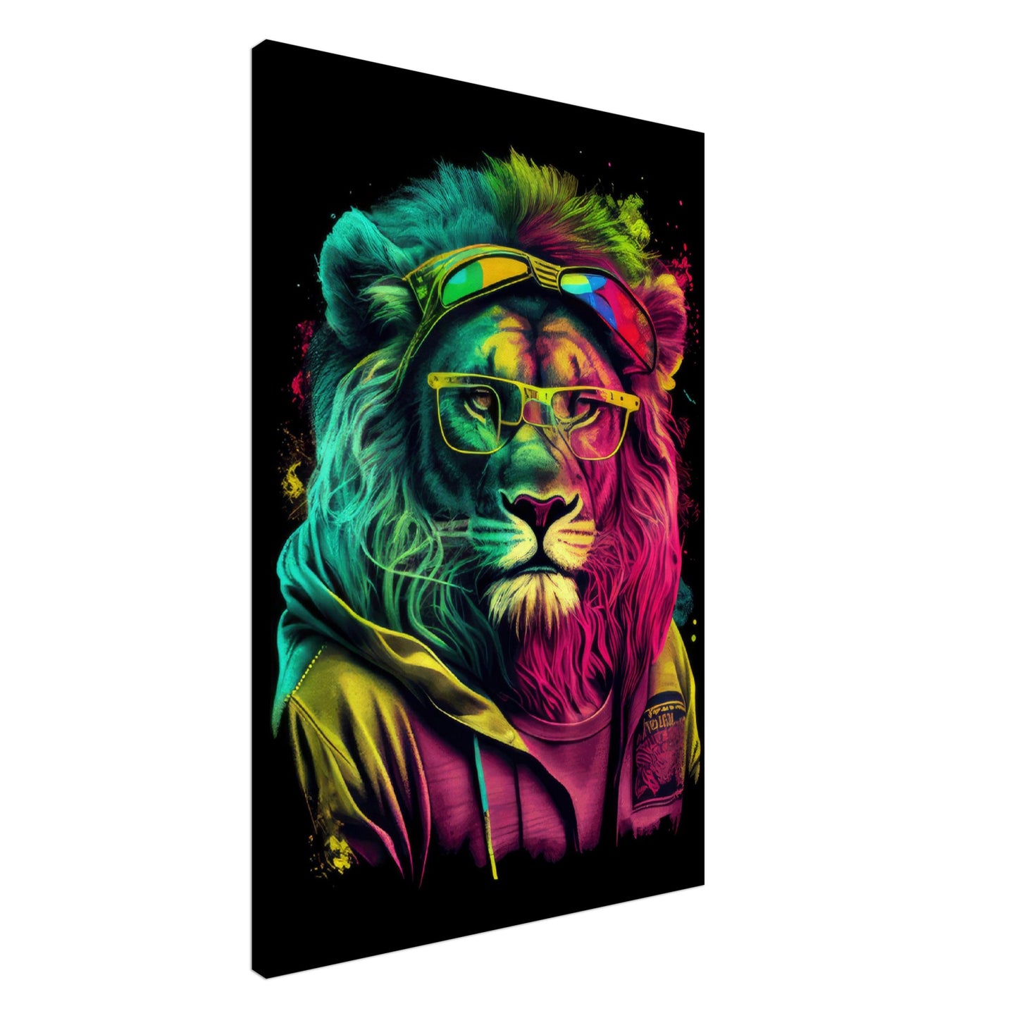 Lion's Lair - Löwen Wandbild - Crazy Wildlife Leinwand ColorWorld im Hochformat - Coole Tiere & Animals Kunstdruck