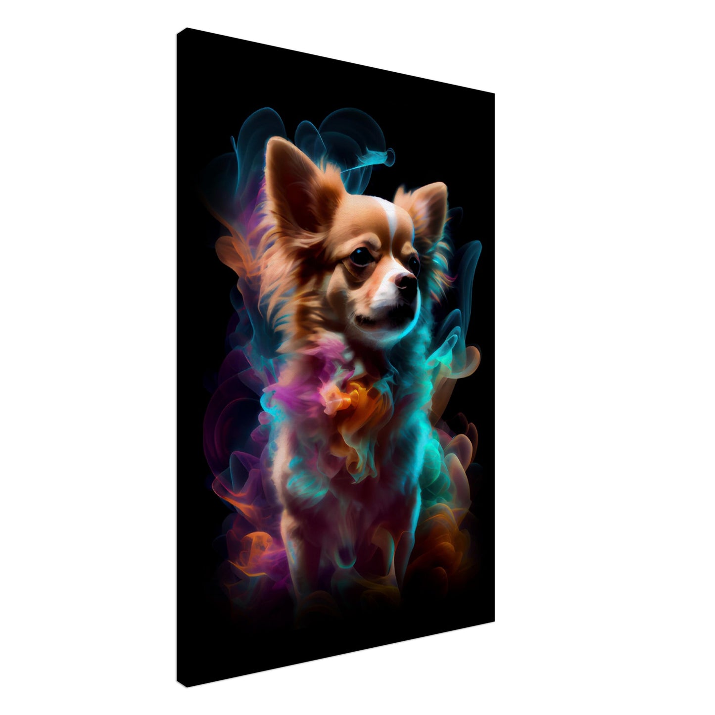 Chihuahua Max - Hunde Wandbild - Dogs Art Leinwand ColorWorld im Hochformat - Hundebilder Hundeportrait Tiere Tierbilder Kunstdruck