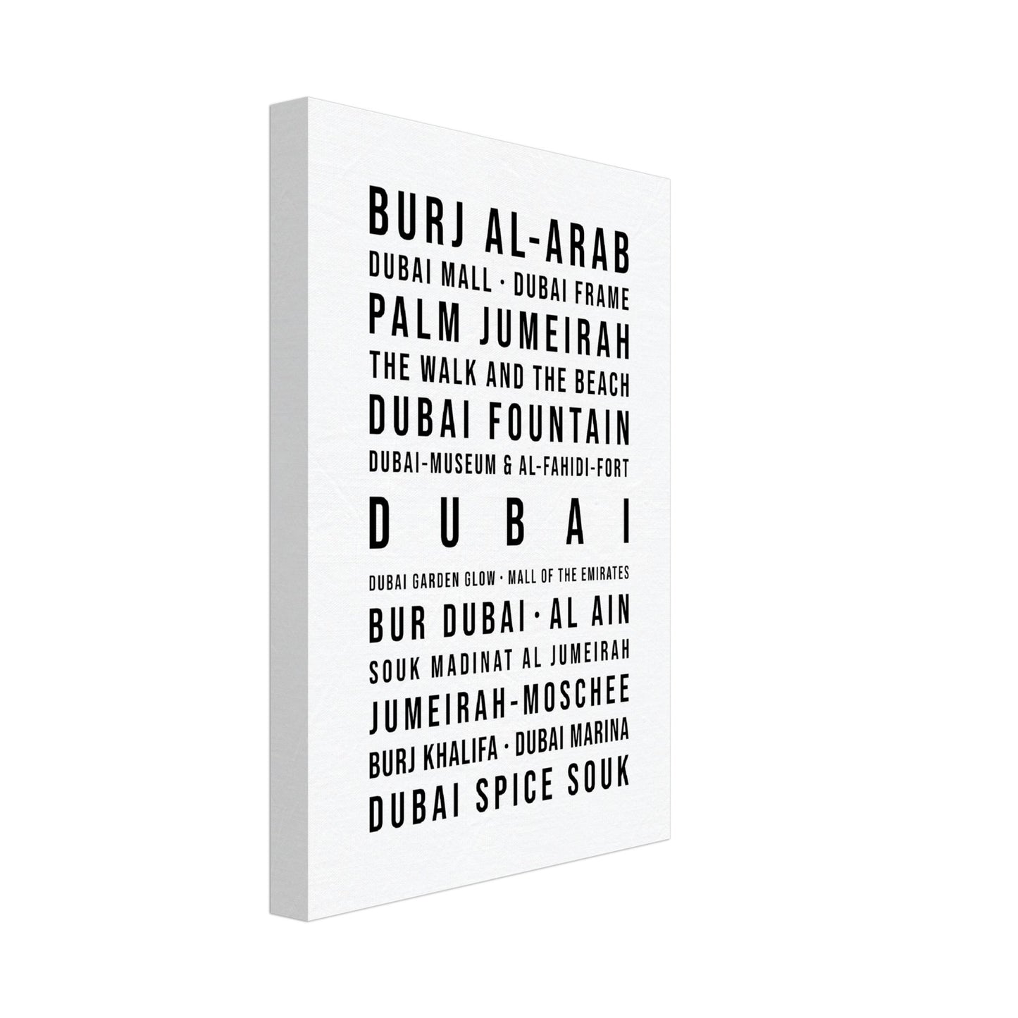 Dubai - Typografie-Wandbild - Leinwand Weiss Neutral