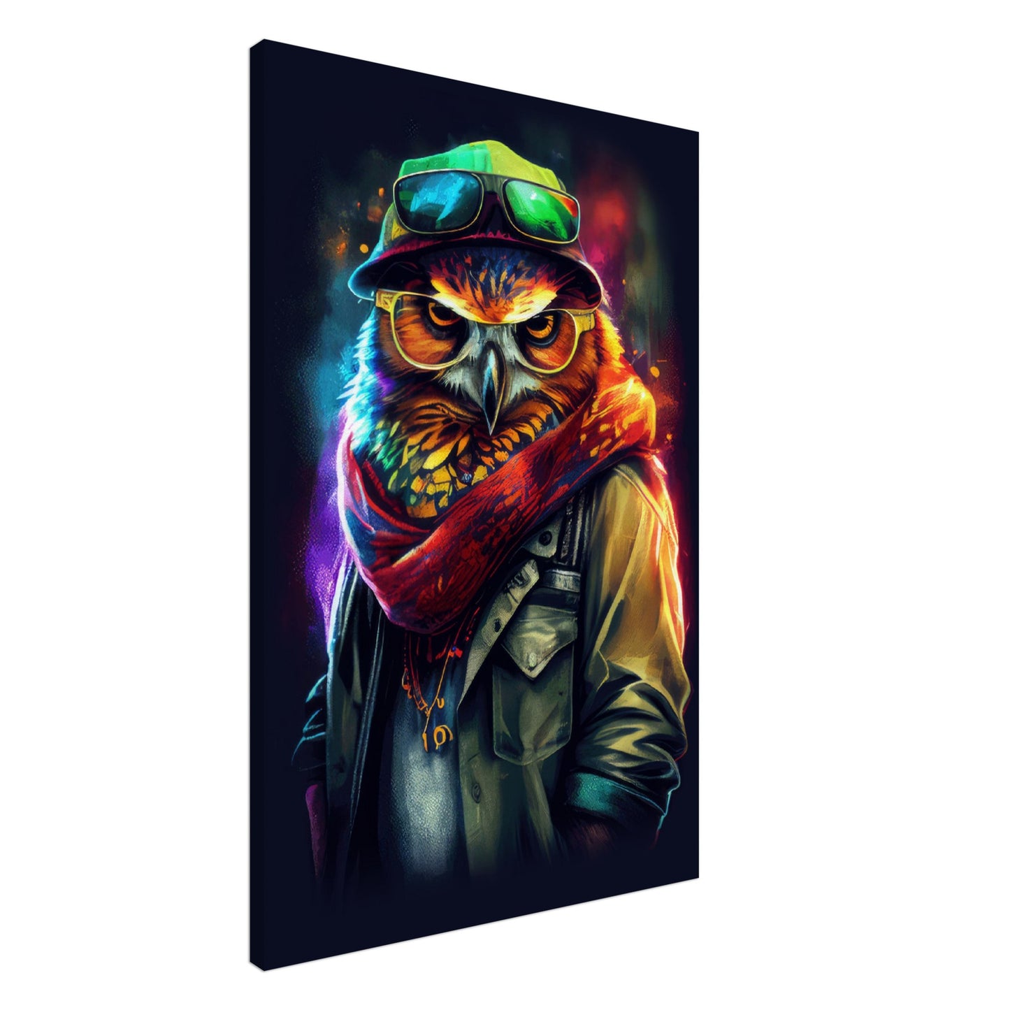 Whoo's Who - Eulen Wandbild - Crazy Wildlife Leinwand ColorWorld im Hochformat - Coole Tiere & Animals Kunstdruck