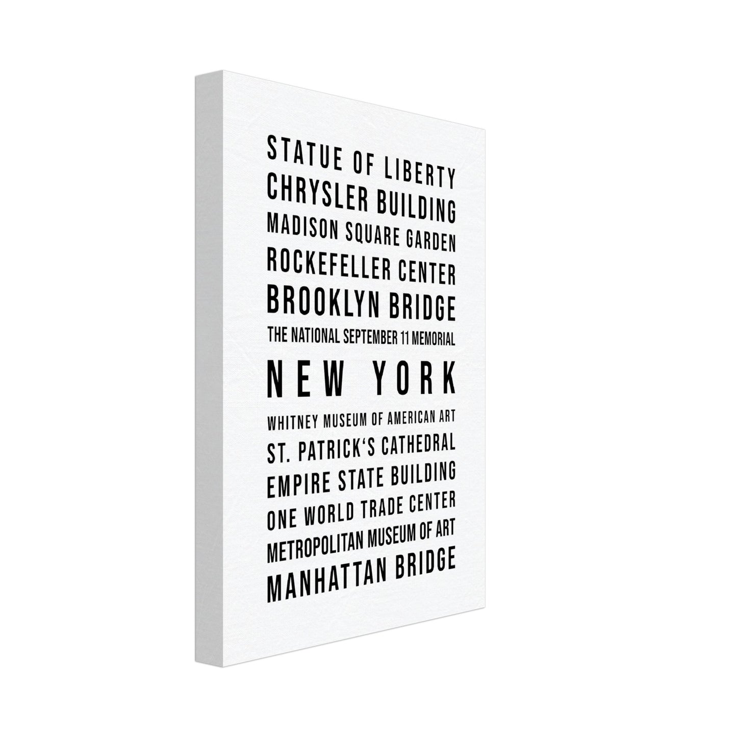 New York - Typografie-Wandbild - Leinwand Weiss Neutral