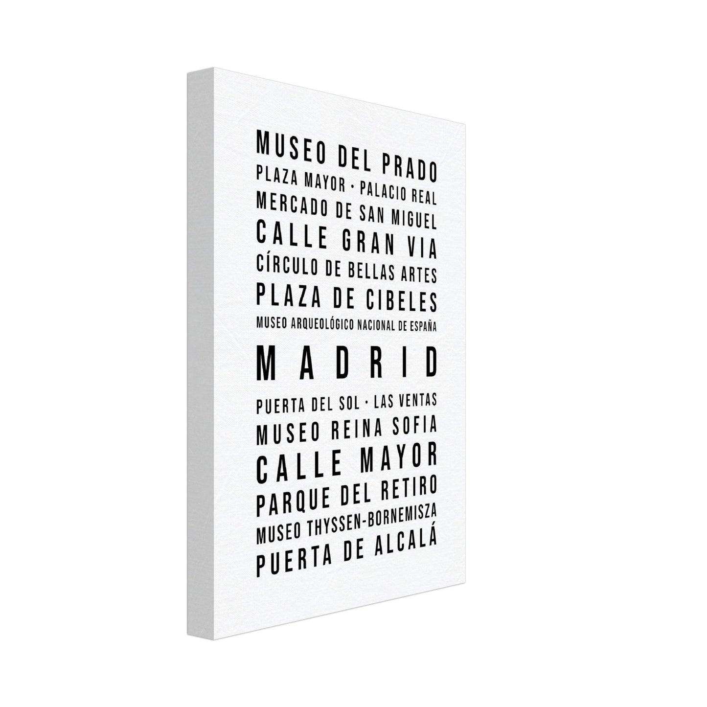 Madrid - Typografie-Wandbild - Leinwand Weiss Neutral