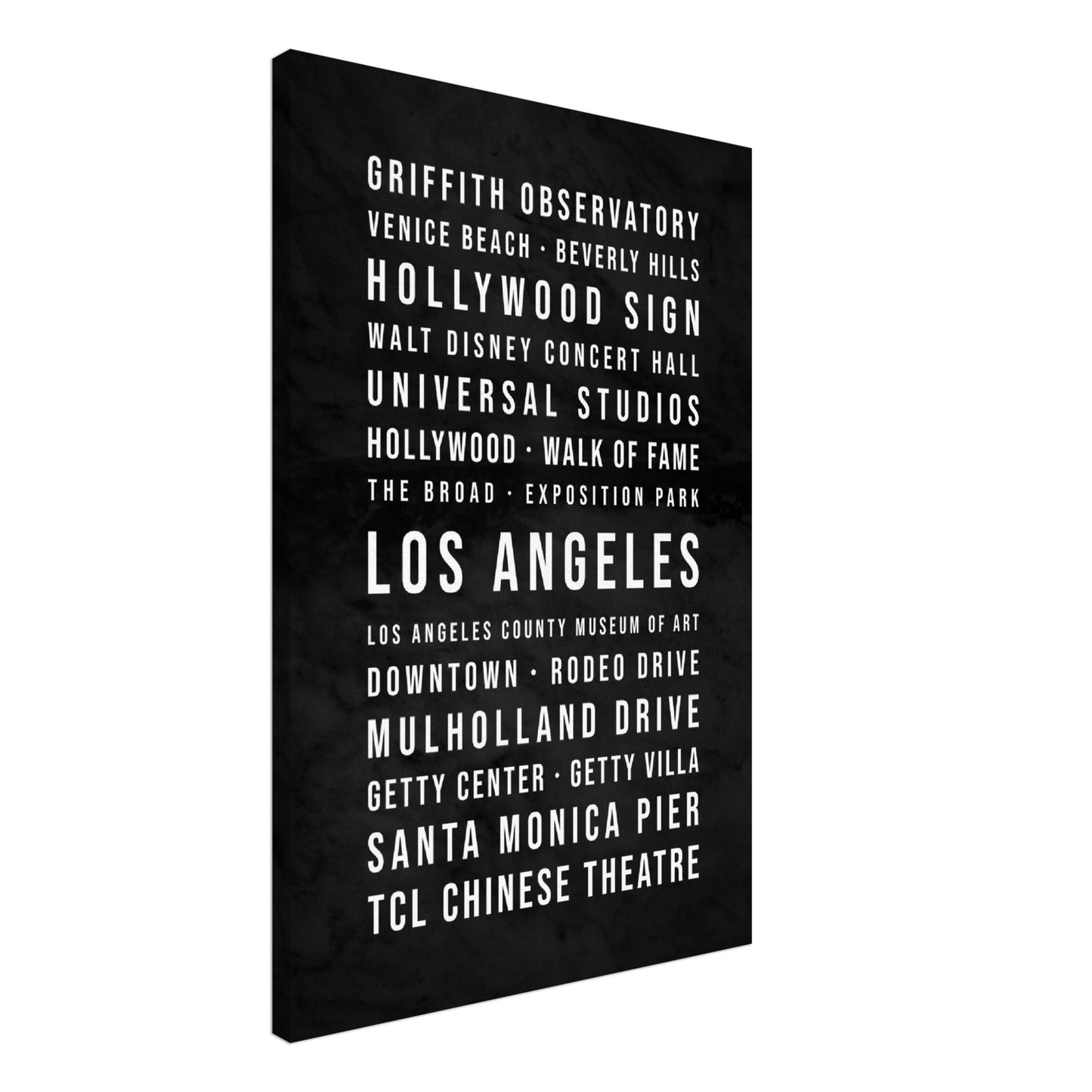 Los Angeles - Typografie-Wandbild - Leinwand Schwarzgrau Marmoroptik