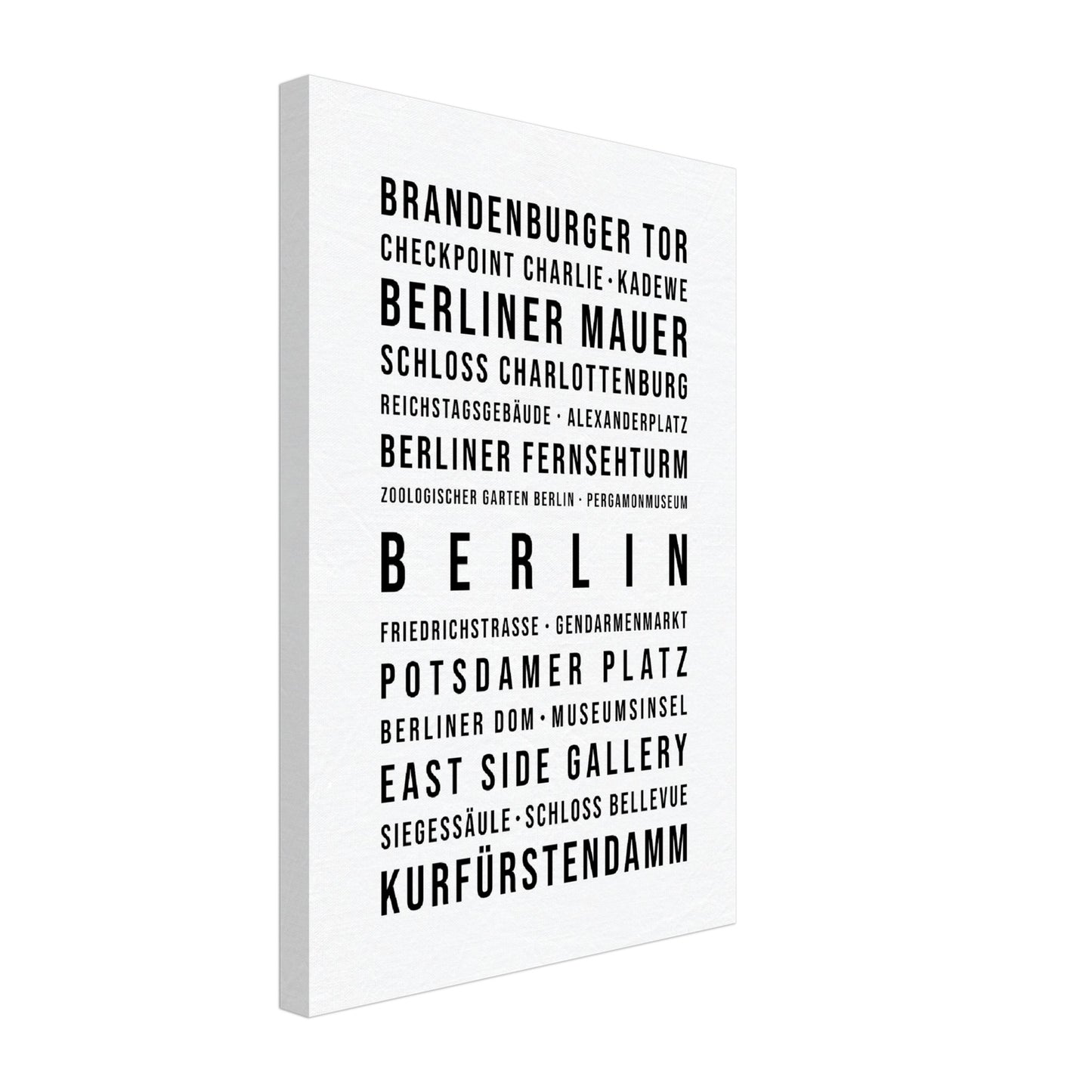 Berlin - Typografie-Wandbild - Leinwand Weiss Neutral