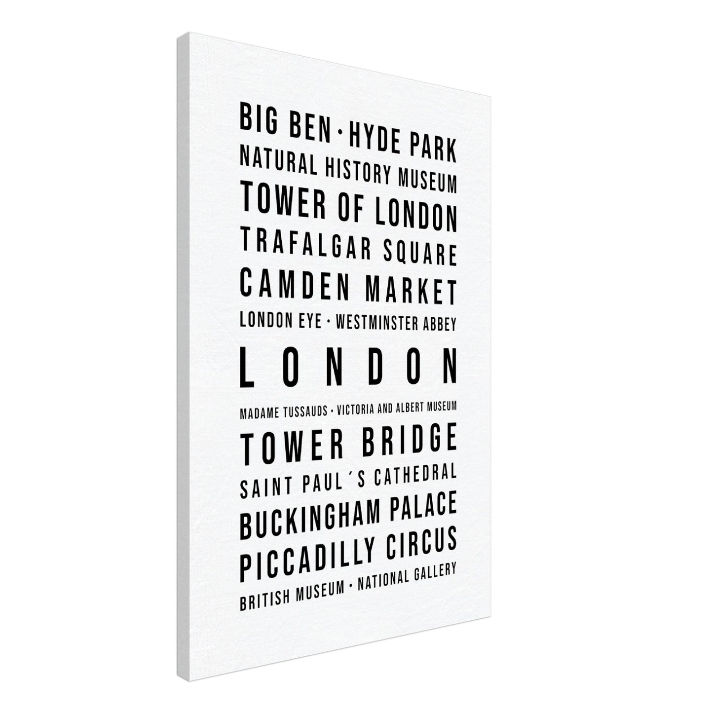 London - Typografie-Wandbild - Leinwand Weiss Neutral
