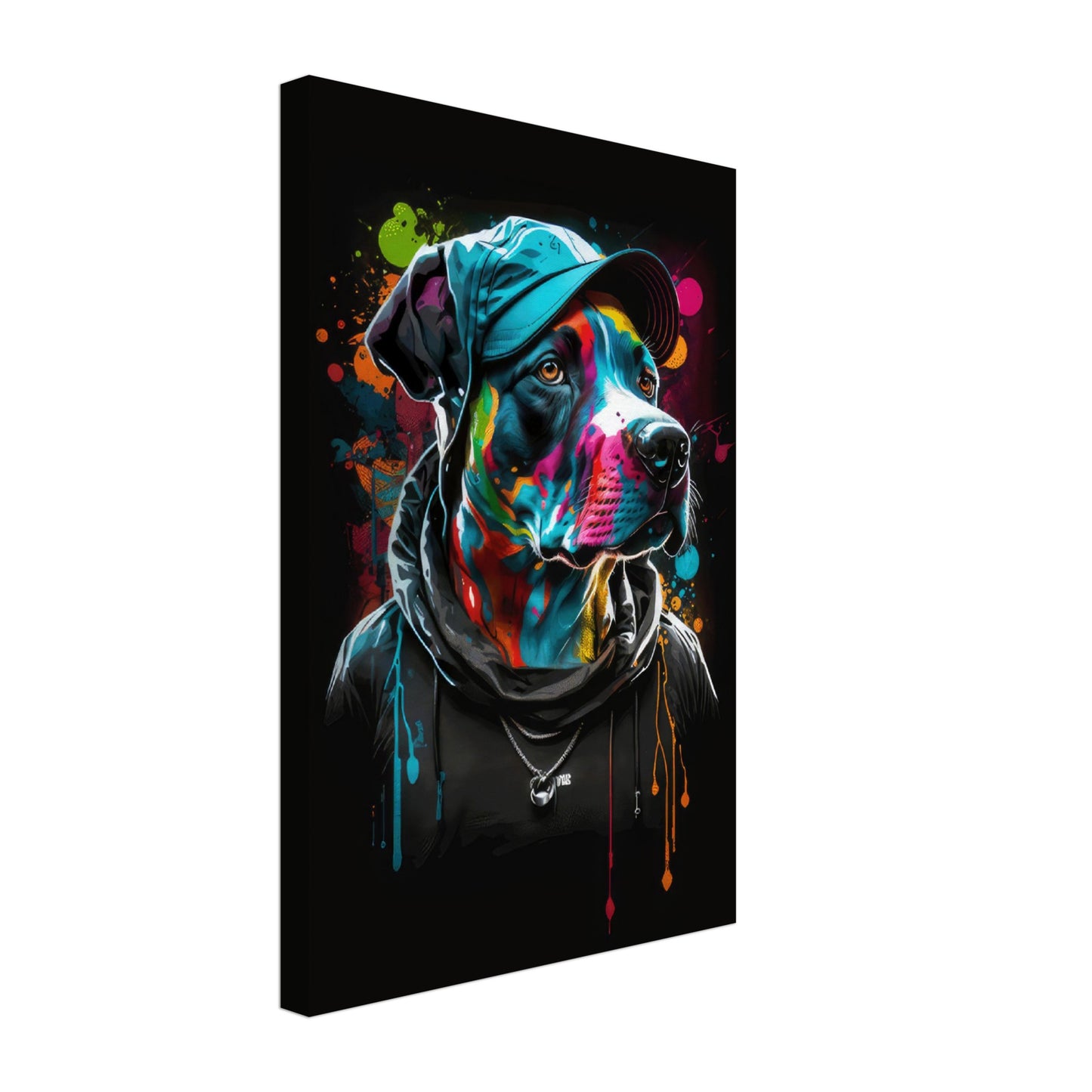 Puppy Power - Hunde Wandbild - Crazy Wildlife Leinwand ColorWorld im Hochformat - Coole Tiere & Animals Kunstdruck