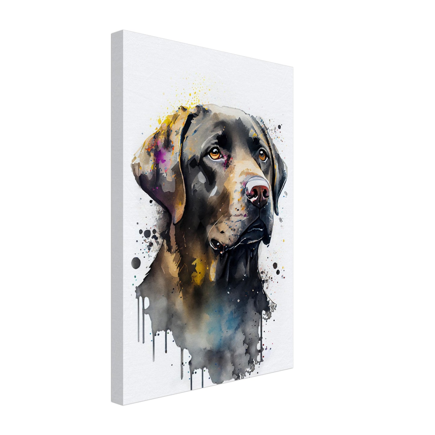 Labrador Emma - Hunde Wandbild - Dogs Art Leinwand WaterColors im Hochformat - Hundebilder Hundeportrait Tiere Tierbilder Kunstdruck Aquarell