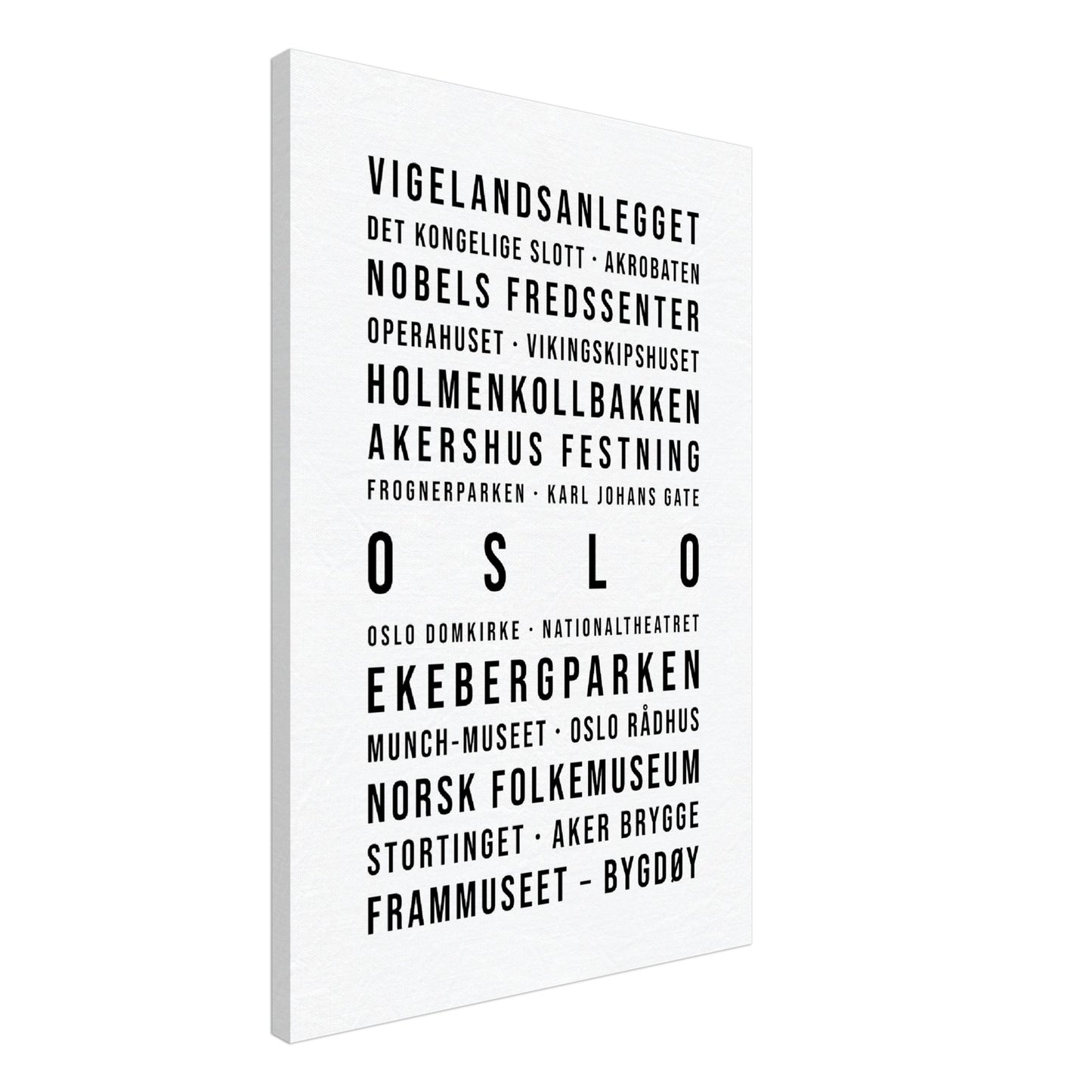 Oslo - Typografie-Wandbild - Leinwand Weiss Neutral