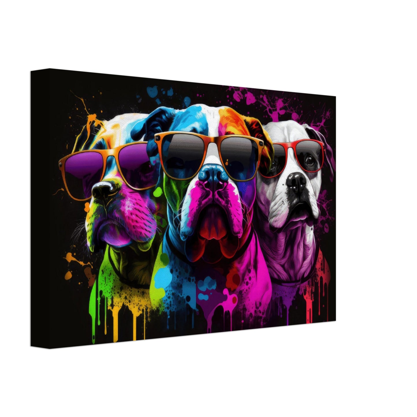 Paw Strong Troop - Hunde Wandbild - Crazy Wildlife Leinwand ColorWorld im Querformat - Coole Tiere & Animals Kunstdruck
