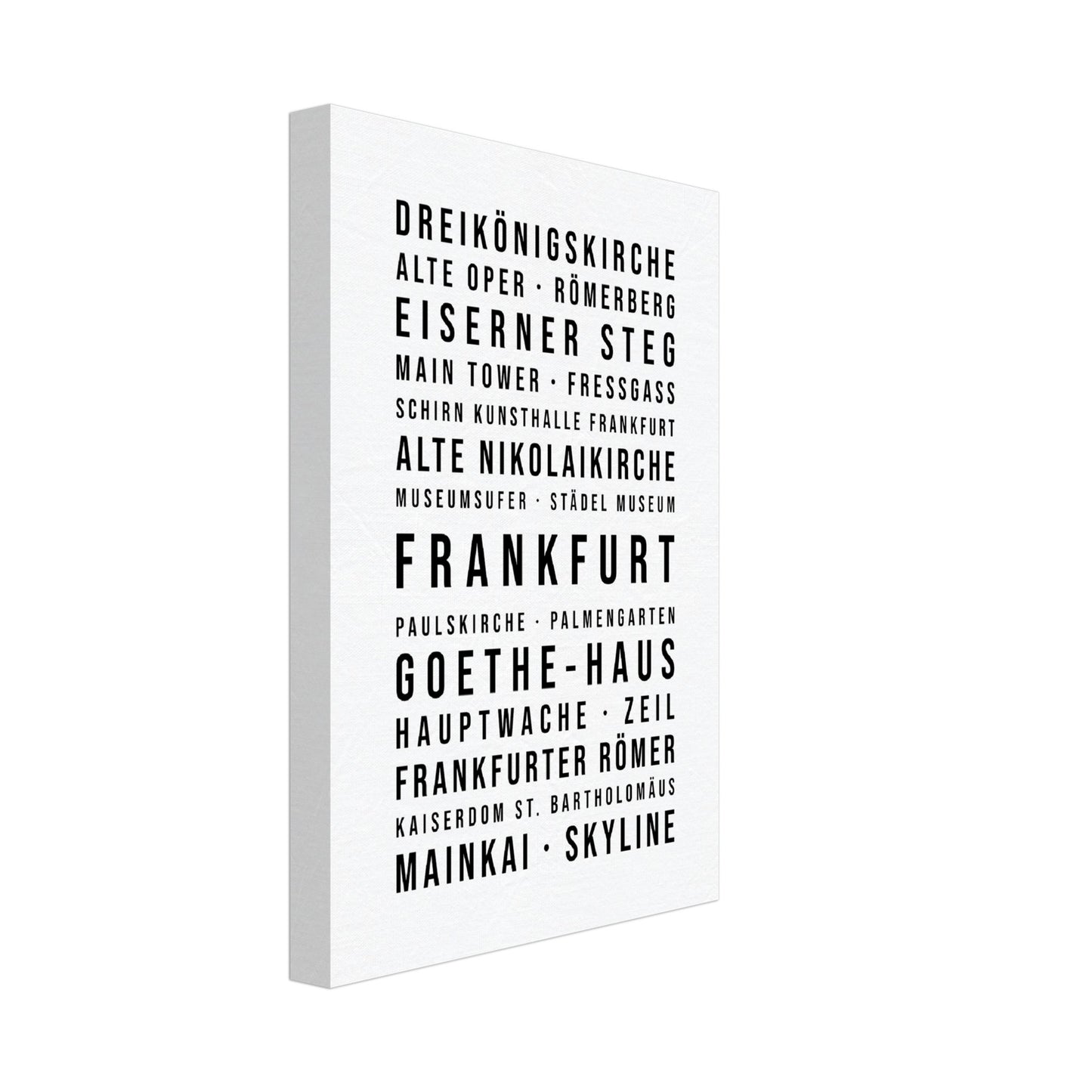 Frankfurt - Typografie-Wandbild - Leinwand Weiss Neutral