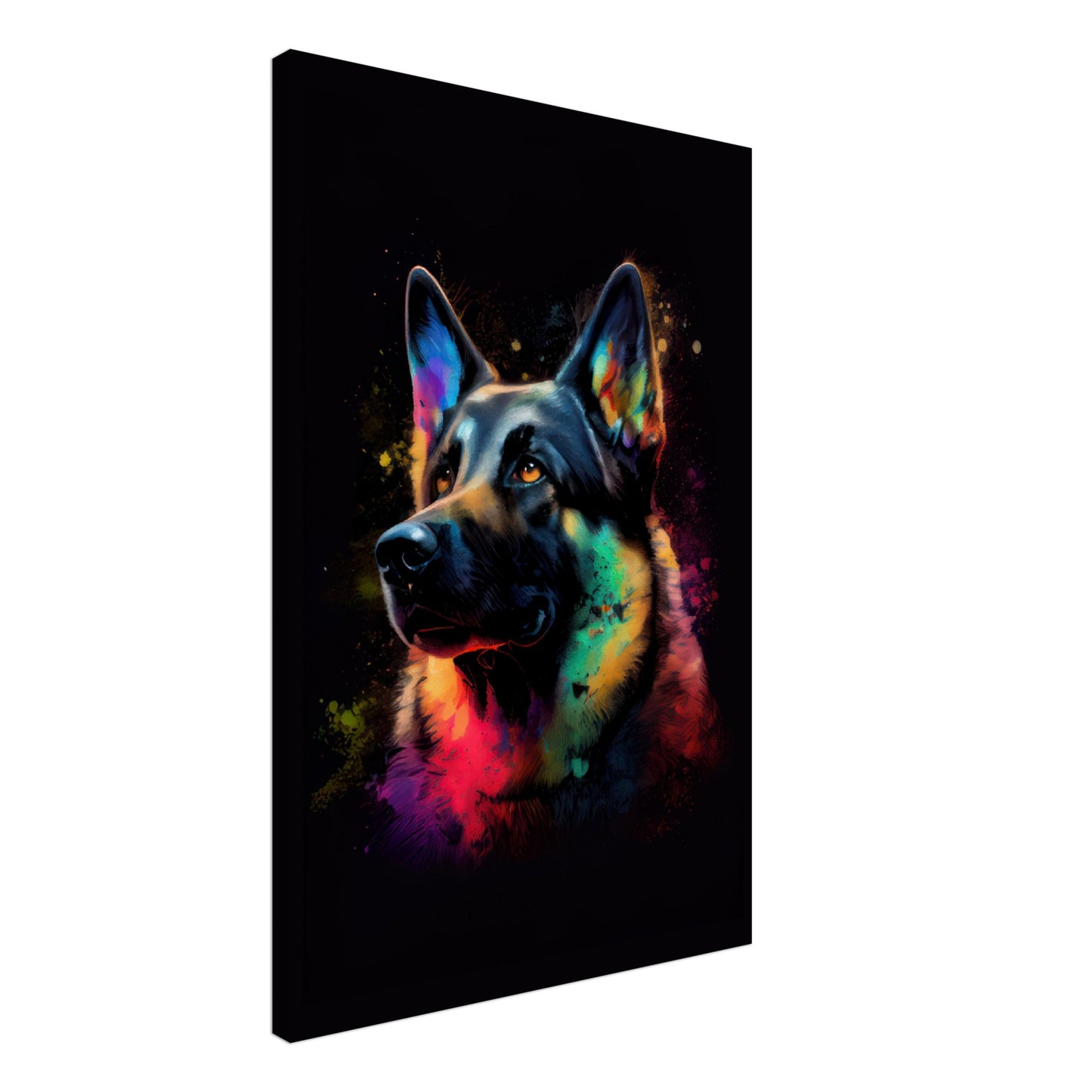 Deutscher Schäferhund Cody - Hunde Wandbild - Dogs Art Leinwand ColorWorld im Hochformat - Hundebilder Hundeportrait Tiere Tierbilder Kunstdruck